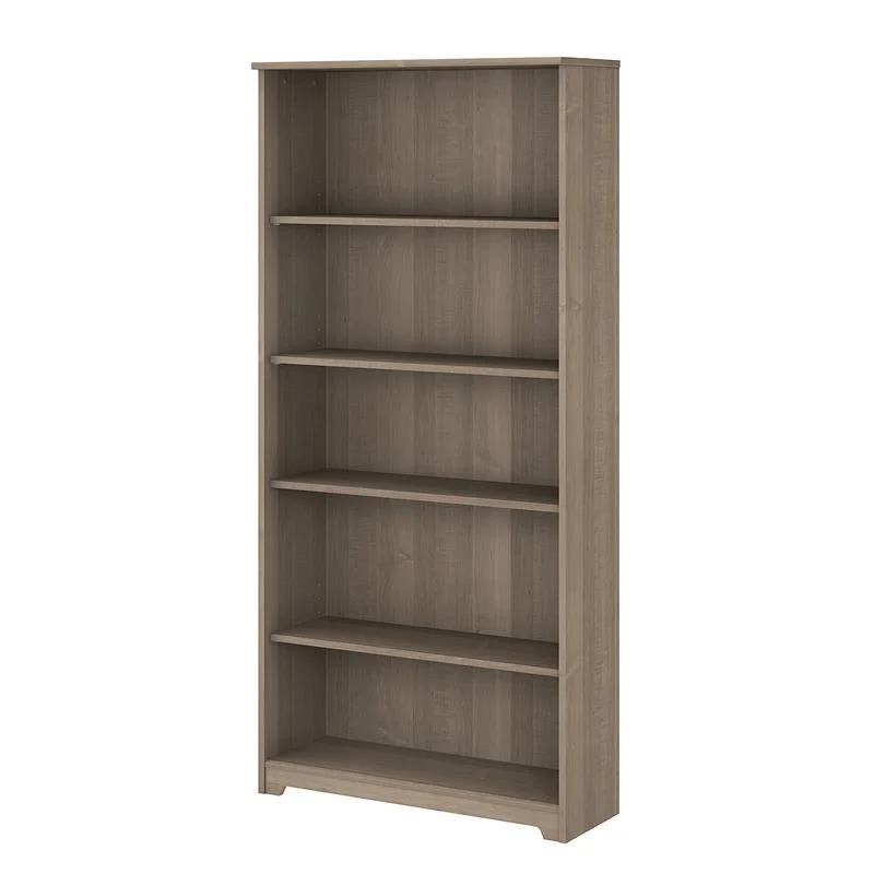 Home Square 5 Traditional Wood Shelf Bookcase in Ash Gray ( Set of 2 )