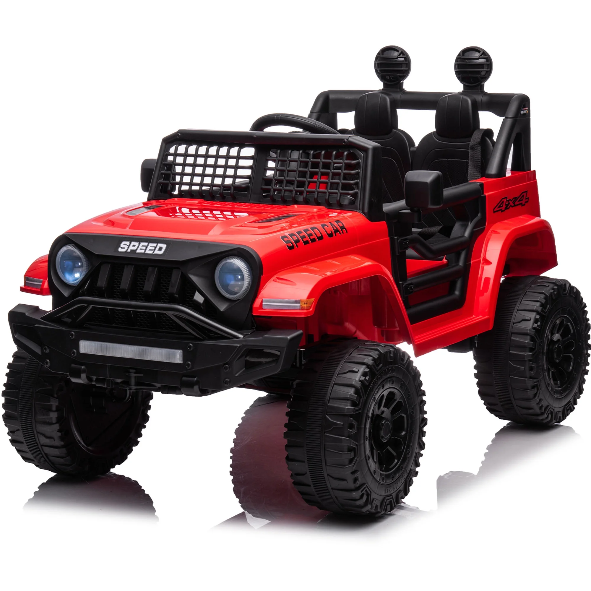 Kids 12V Ride On Truck, CASEMIOL Battery Powered Toy Car with 2.4G Remote Control, 3 Speeds, Power Display, Bluetooth, LED Lights, Electric Vehicle for Kids Ages 3-6 (Red)