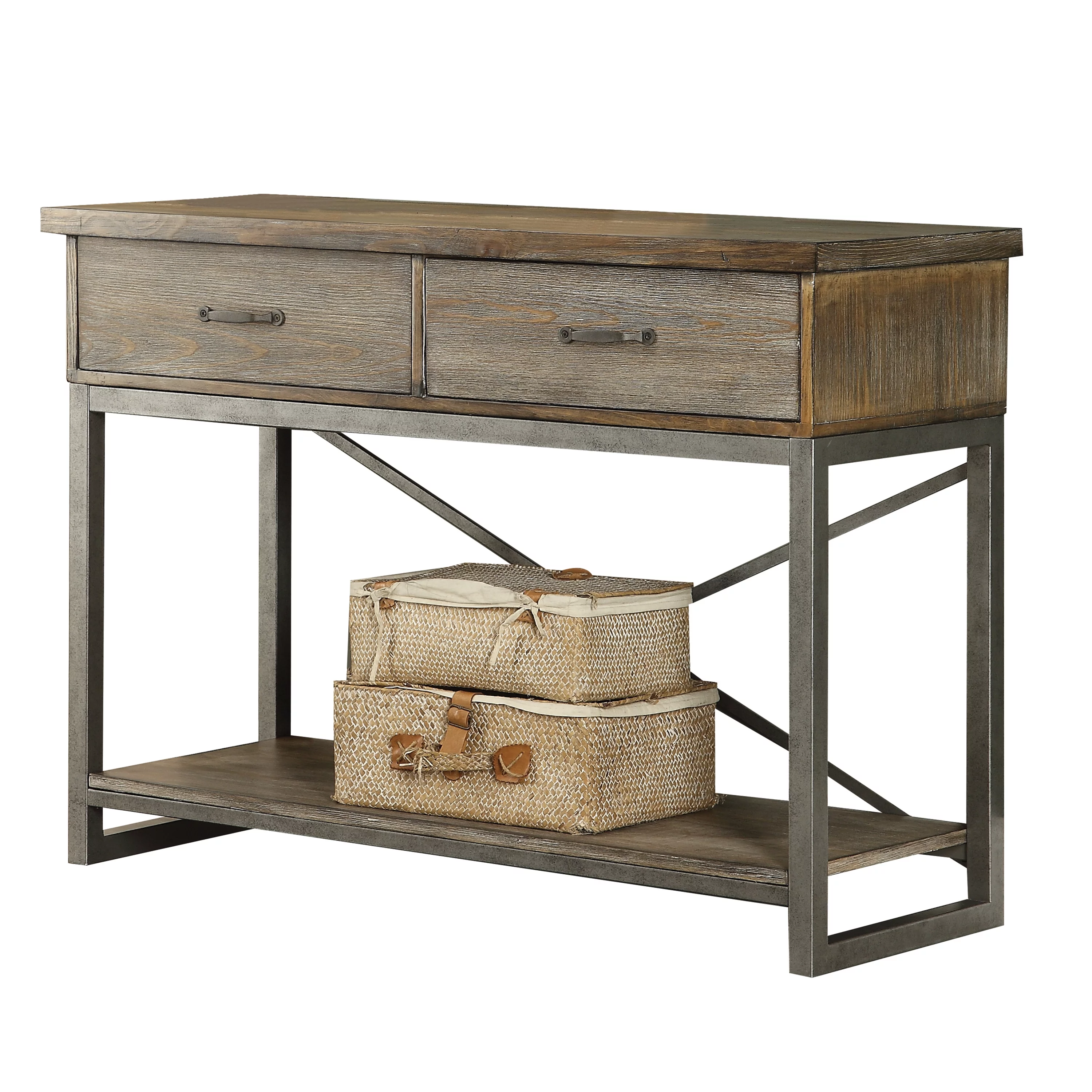 DeeHome ACME Lazarus Server in Weathered Oak & Antique Silver 73113