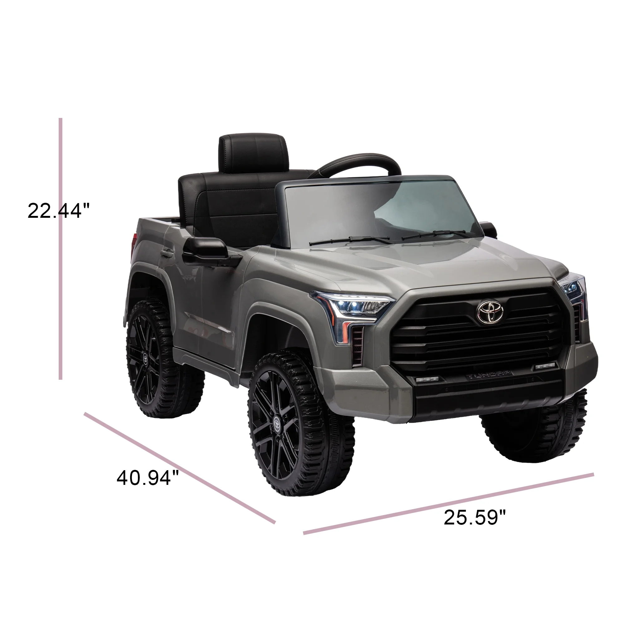 Pouseayar 12V Kids Ride on Truck, Battery Powered Electric Vehicle Toy w/Parent Remote Control, 3 Speed, Spring Suspension, LED Lights, Music, Gray