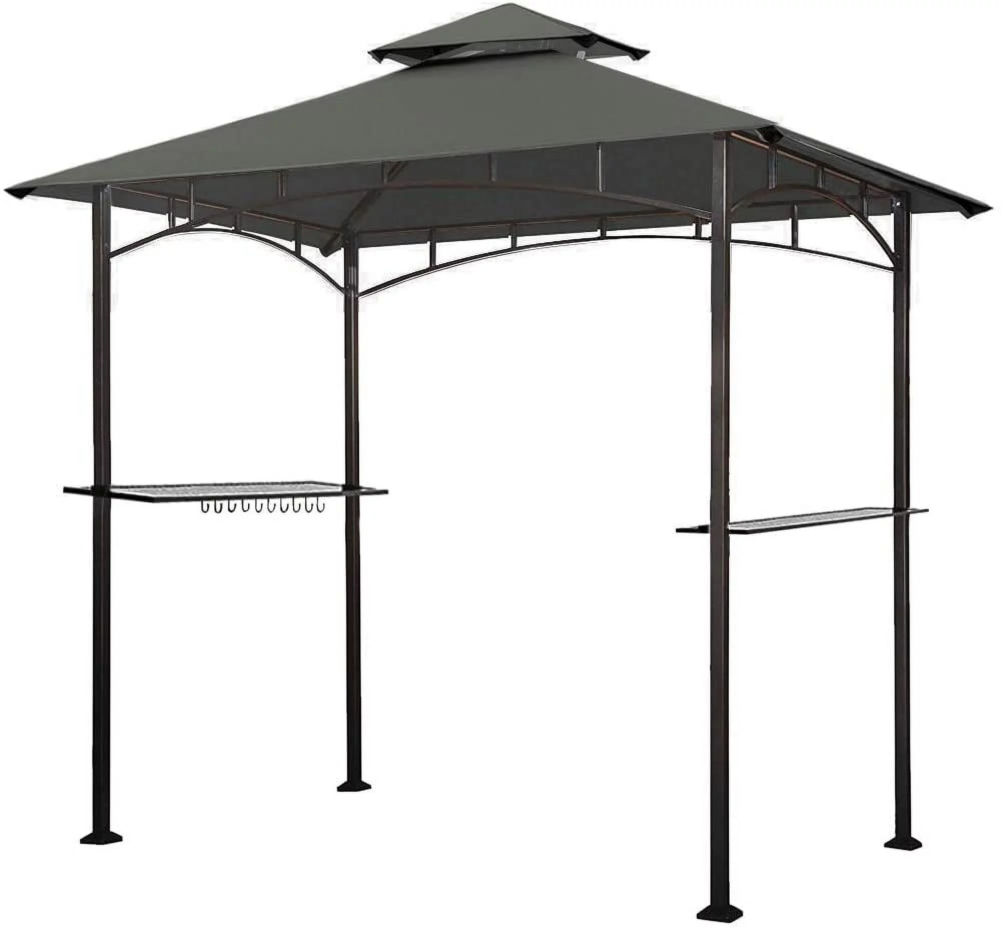 Eurmax 5x8 Grill Gazebo for Patio and Outdoor Backyard BBQ's,with Bar Counters, Bonus LED Light X2(Grey)