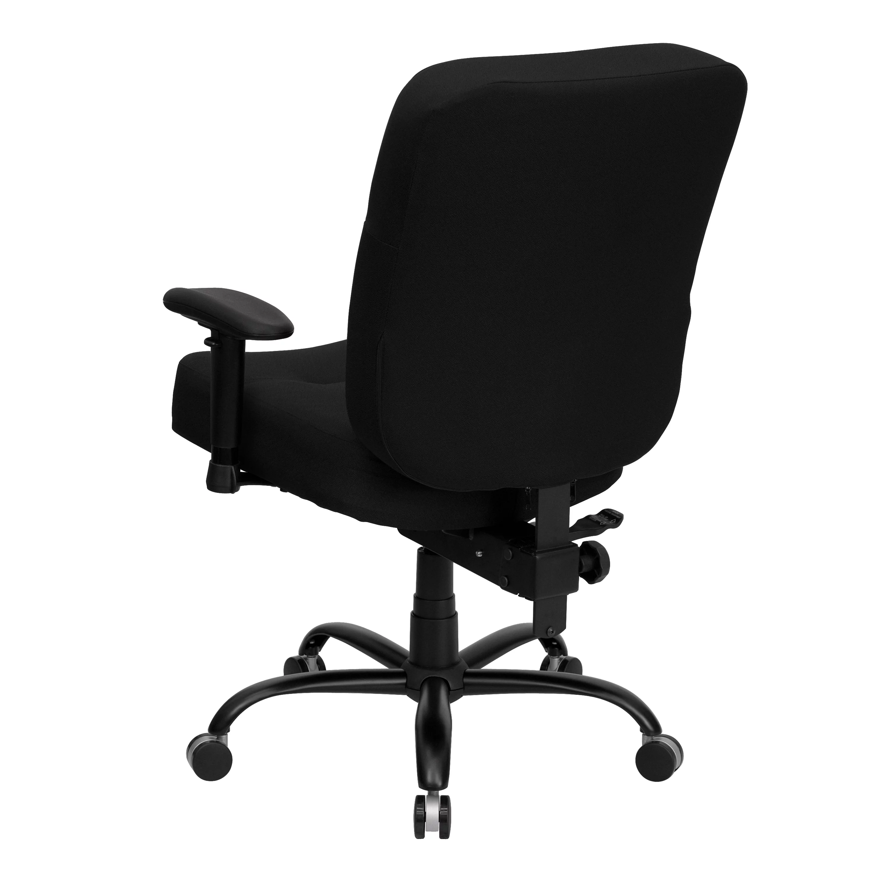 Emma + Oliver 400 lb. Rated High Back Black Fabric Rectangle Back Ergonomic Office Chair-Arms