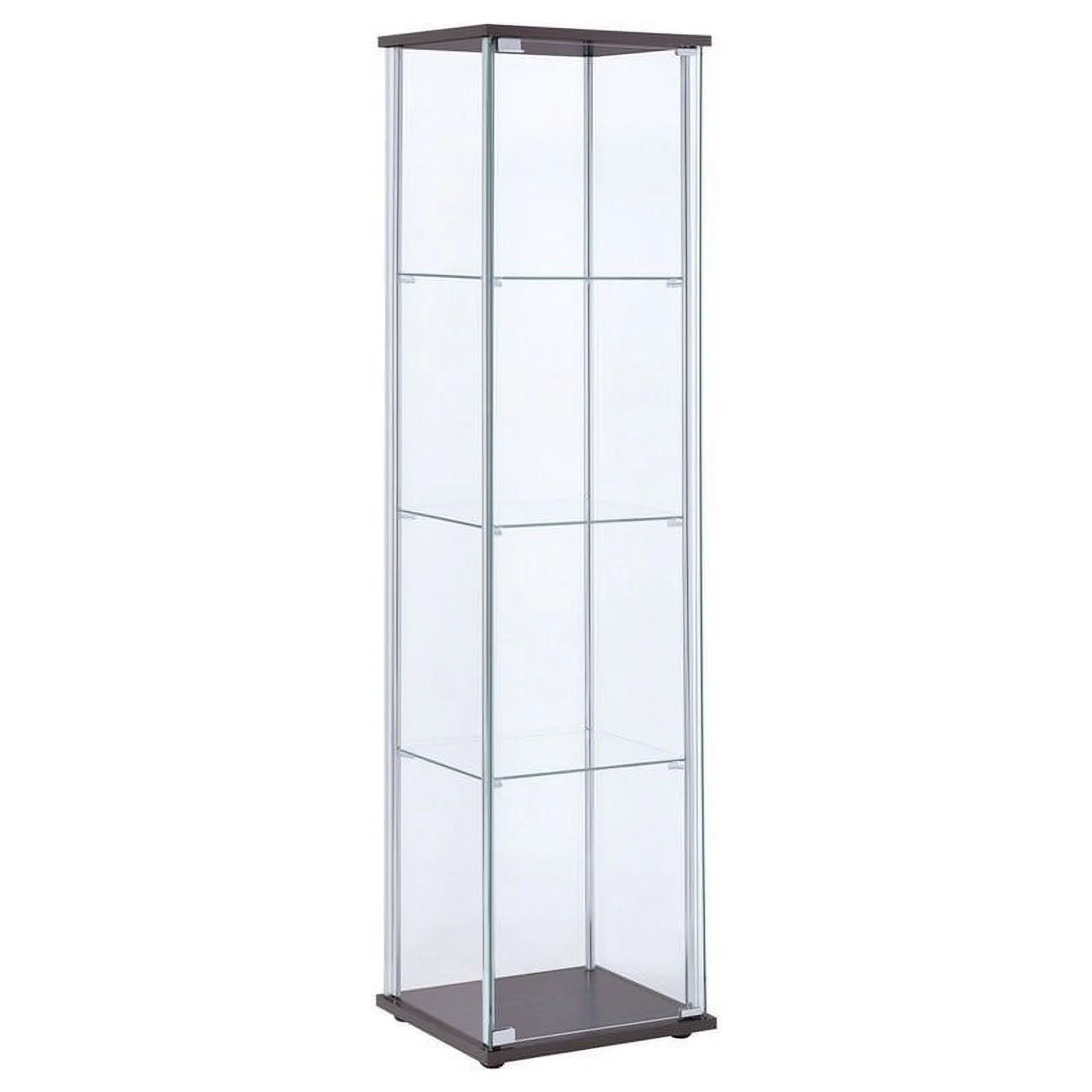 (Set of 2) Glass Curio Cabinet in Cappuccino