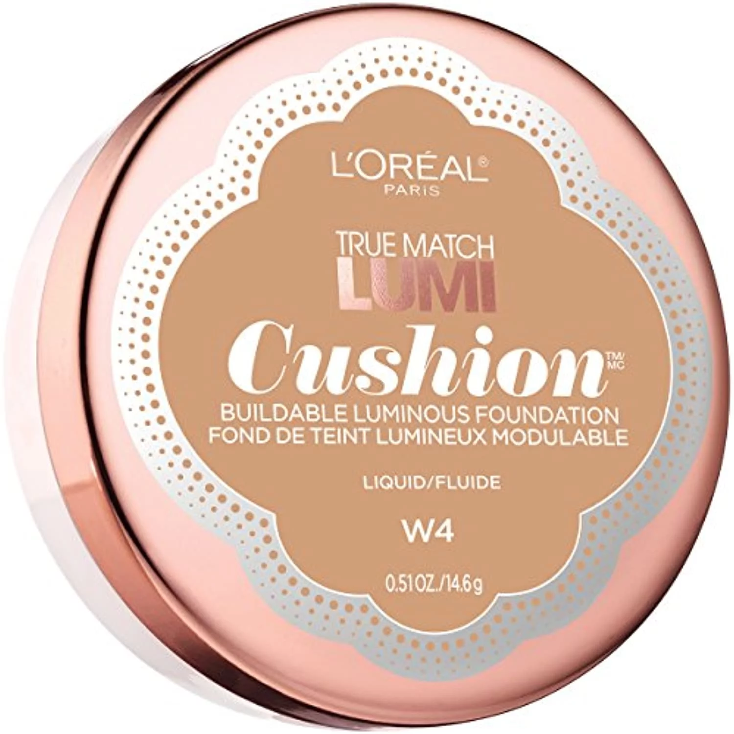 Loréal Paris True Match Lumi Cushion Foundation, W4 Natural Beige, 0.51 Oz.