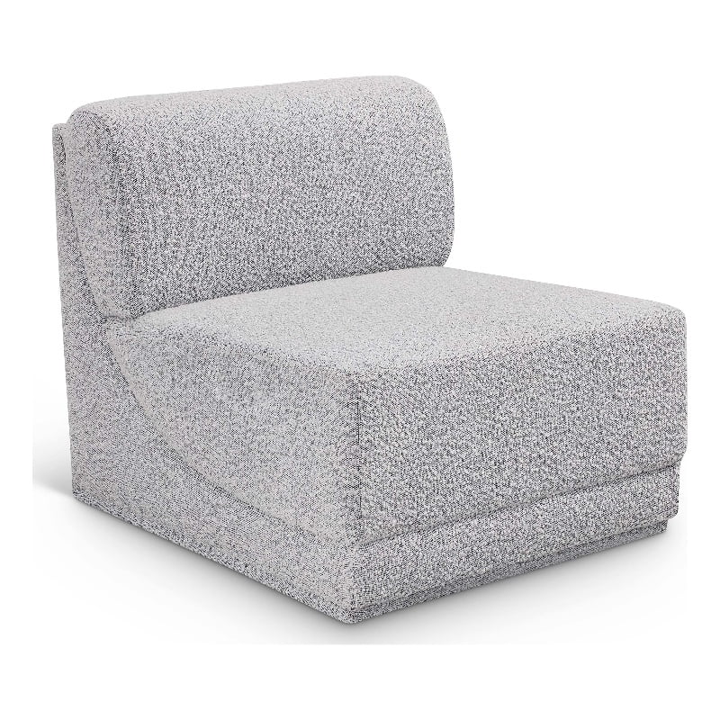 Meridian Furniture Ollie Grey Boucle Fabric Armless