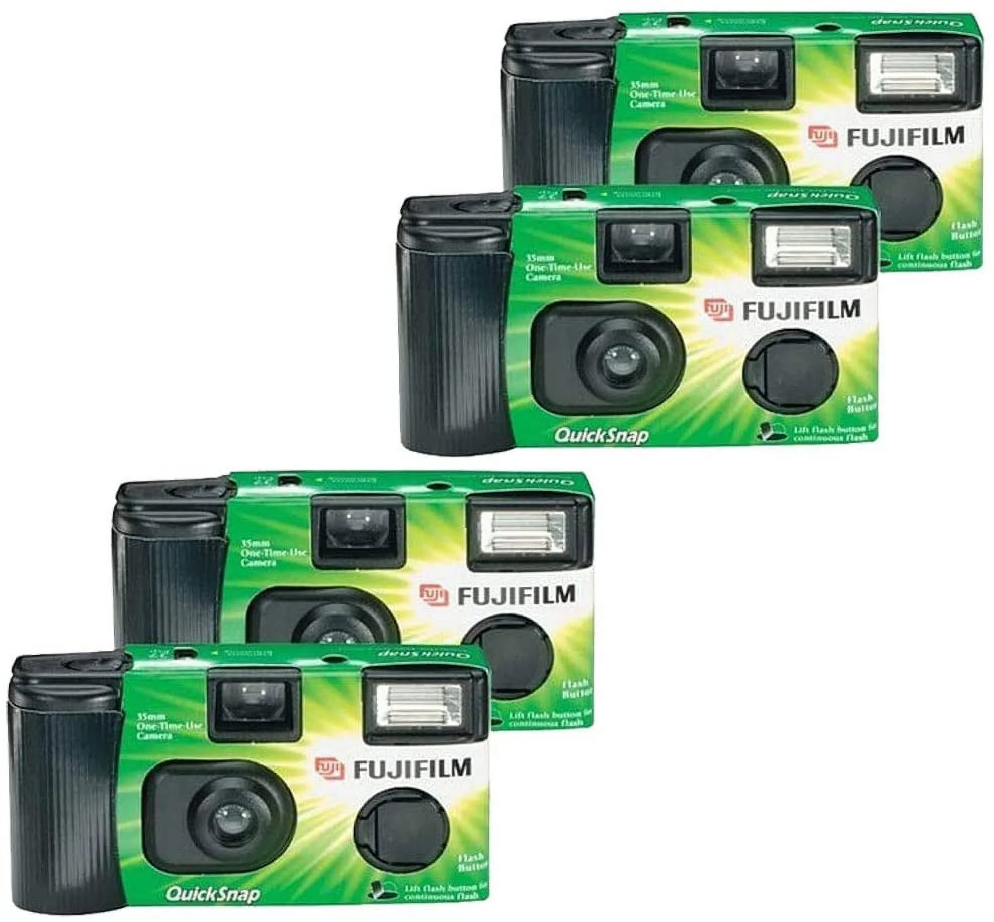 2 Pack Of 2 Fujifilm Quicksnap Flash 400 ASA Disposable Single Use 35mm Camera (Total 4)