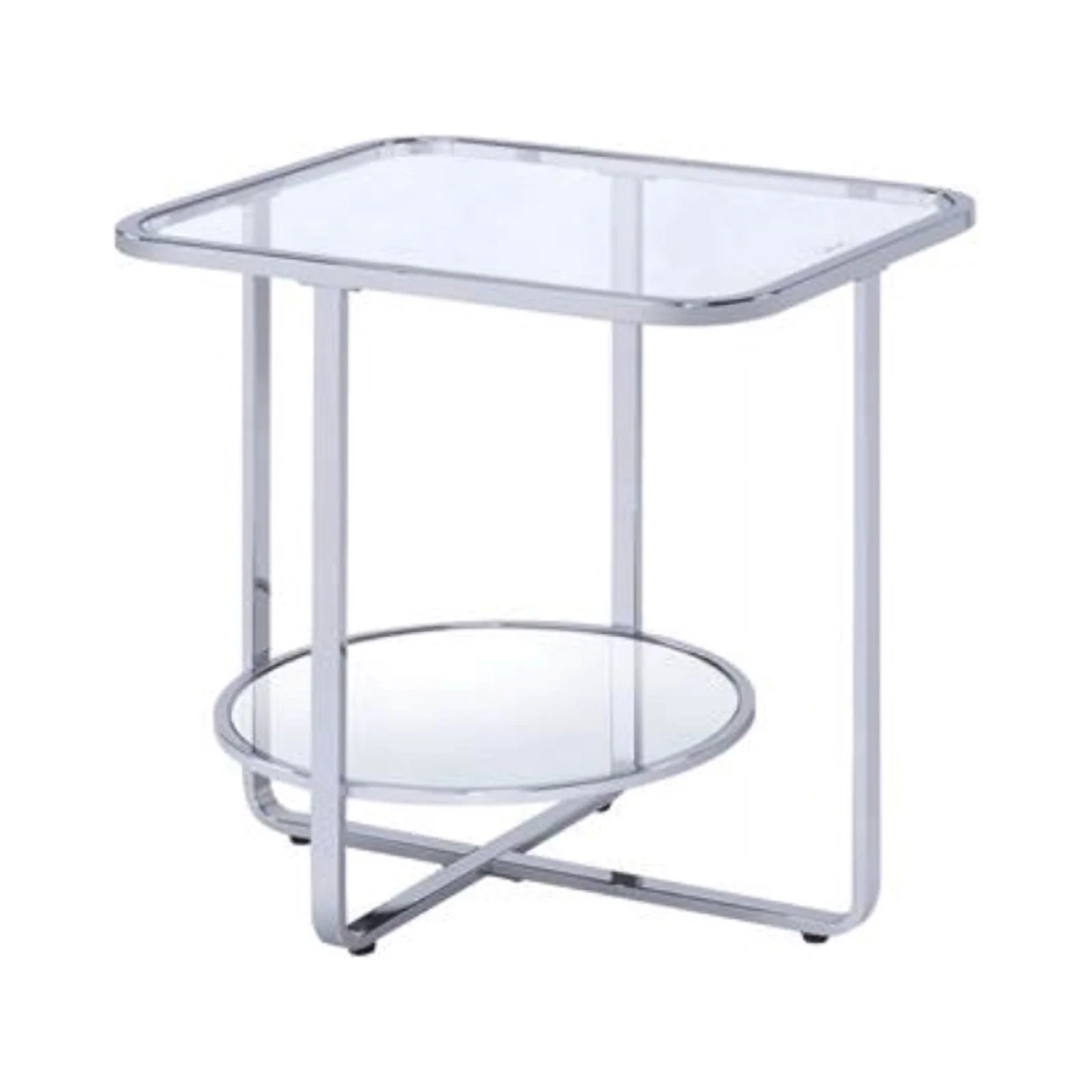Bowery Hill Modern End Table in Chrome and Glass