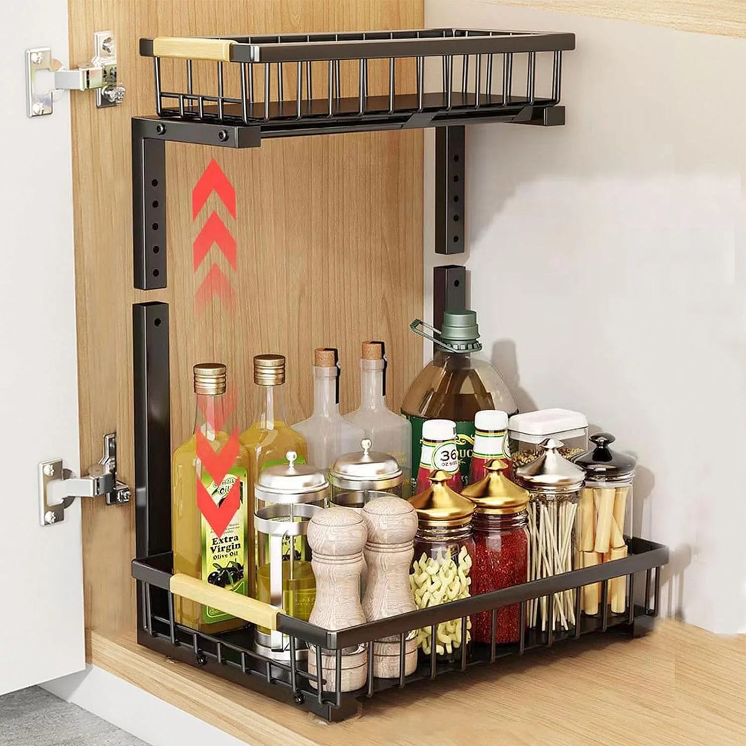 WERSEON Under Sink Organizer, Pull Out Cabinet Organizer 2 Tier Slide Out Sink Shelf Cabinet Storage Shelves, Under Sink Storage for Kitchen Bathroom Cabinet