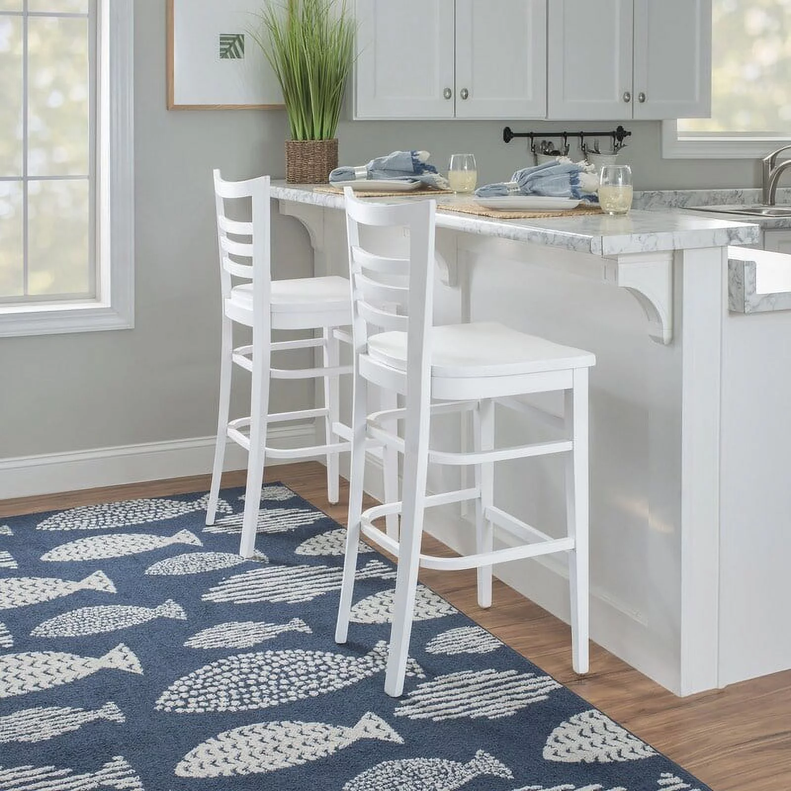 Linon Heathcliff Rustic Solid Wood Barstool (Set of 2) Brown Lacquer, Stained