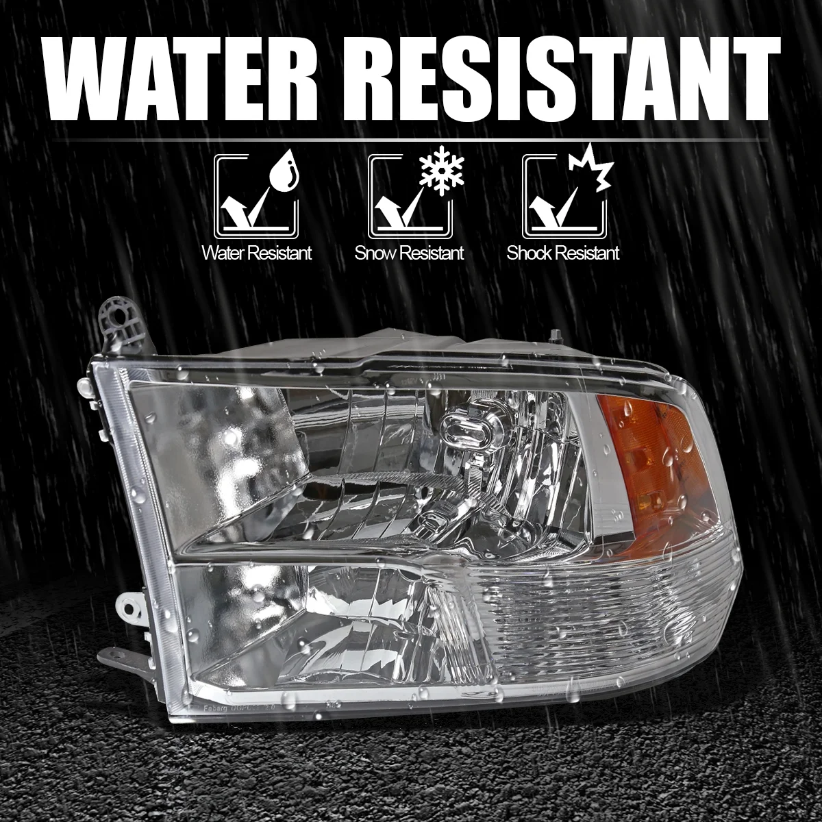 Spec-D Tuning Euro Chrome Clear Headlights Compatible with 2009-2018 Dodge Ram 1500, 2010-2018 Dodge Ram 2500 3500, L+R Pair Head Light Lamp Assembly