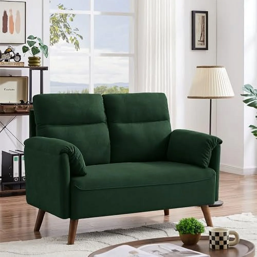 HYHBIBOOM 50.6" Small Loveseat Sofa  Mid Century Modern Love Seat Couch with Back Cushions and Wood Legs  2 Seater Small Couches for Living Room  Bedroom  Small Spaces