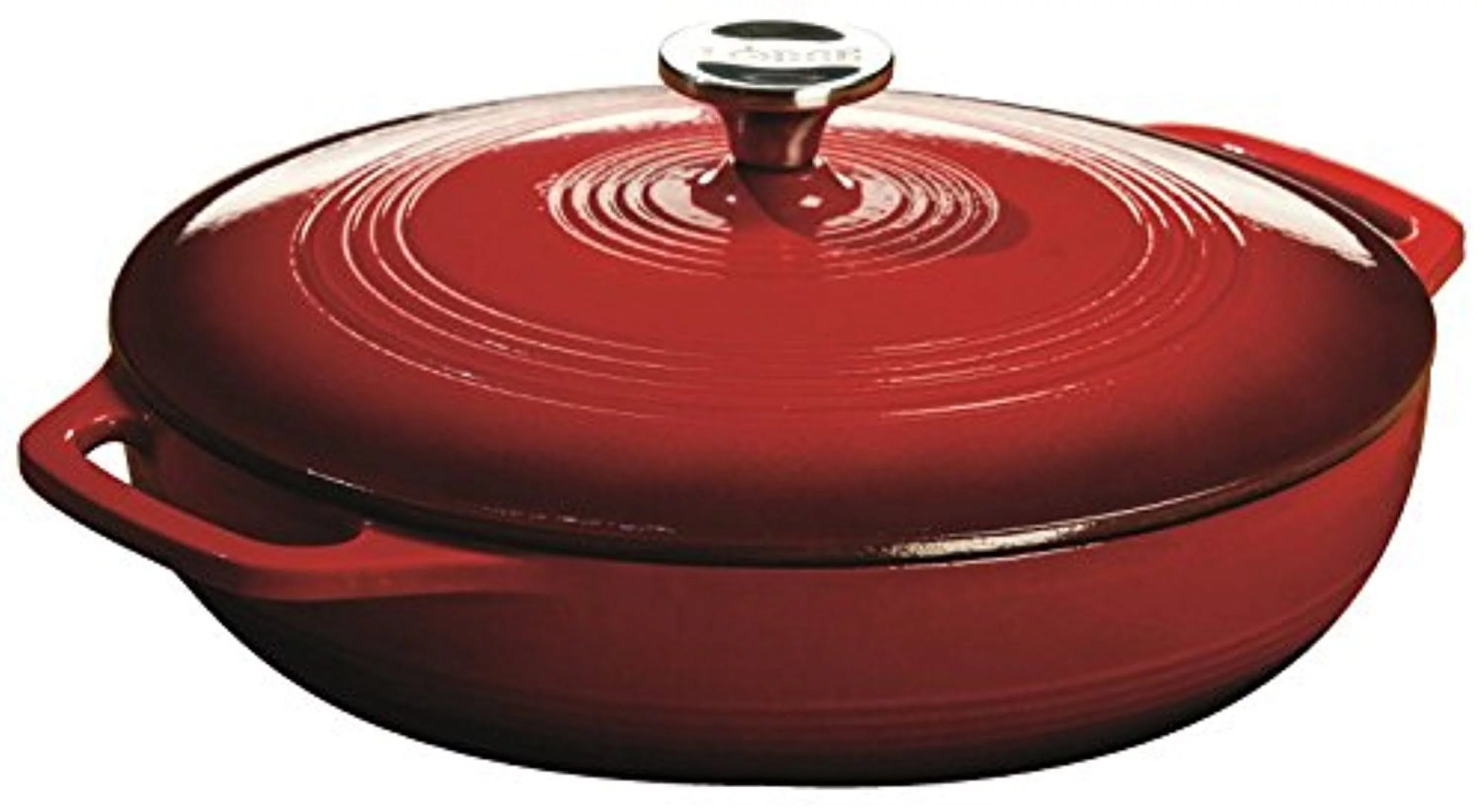 Lodge Color EC3CC43 Enameled Cast Iron Covered Casserole, Island Spice Red, 3-Quart