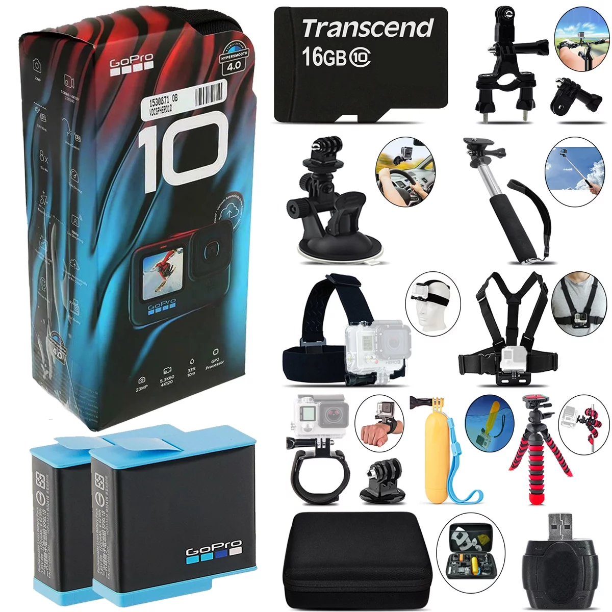 GoPro HERO10 Black 4K Ultra HD Camera + Extra Battery & Much More! -Mega Kit