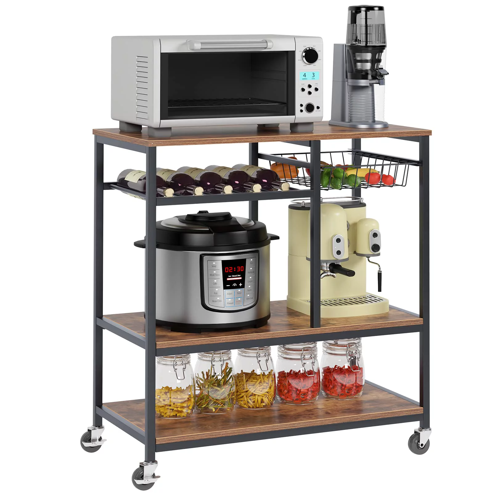 Wellynap 3-Tier Kitchen Rolling Cart, 31.5