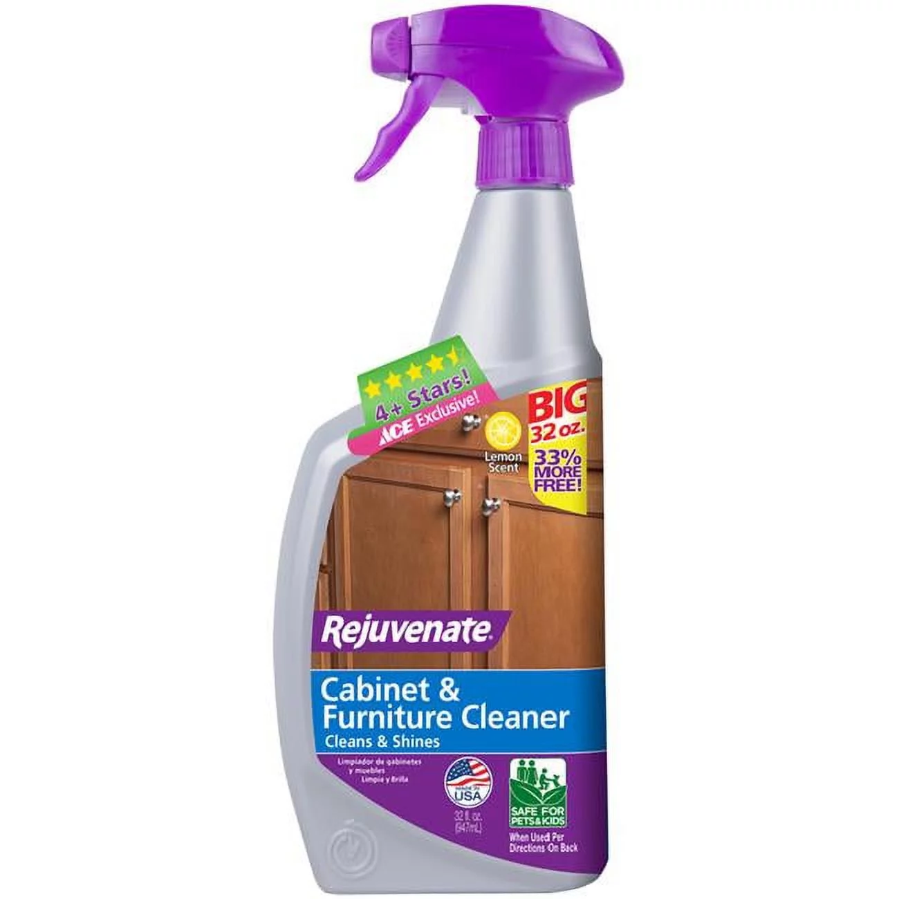 Rejuvenate  32 oz Lemon Scent Cabinet & Wood Cleaner Liquid - Pack of 6