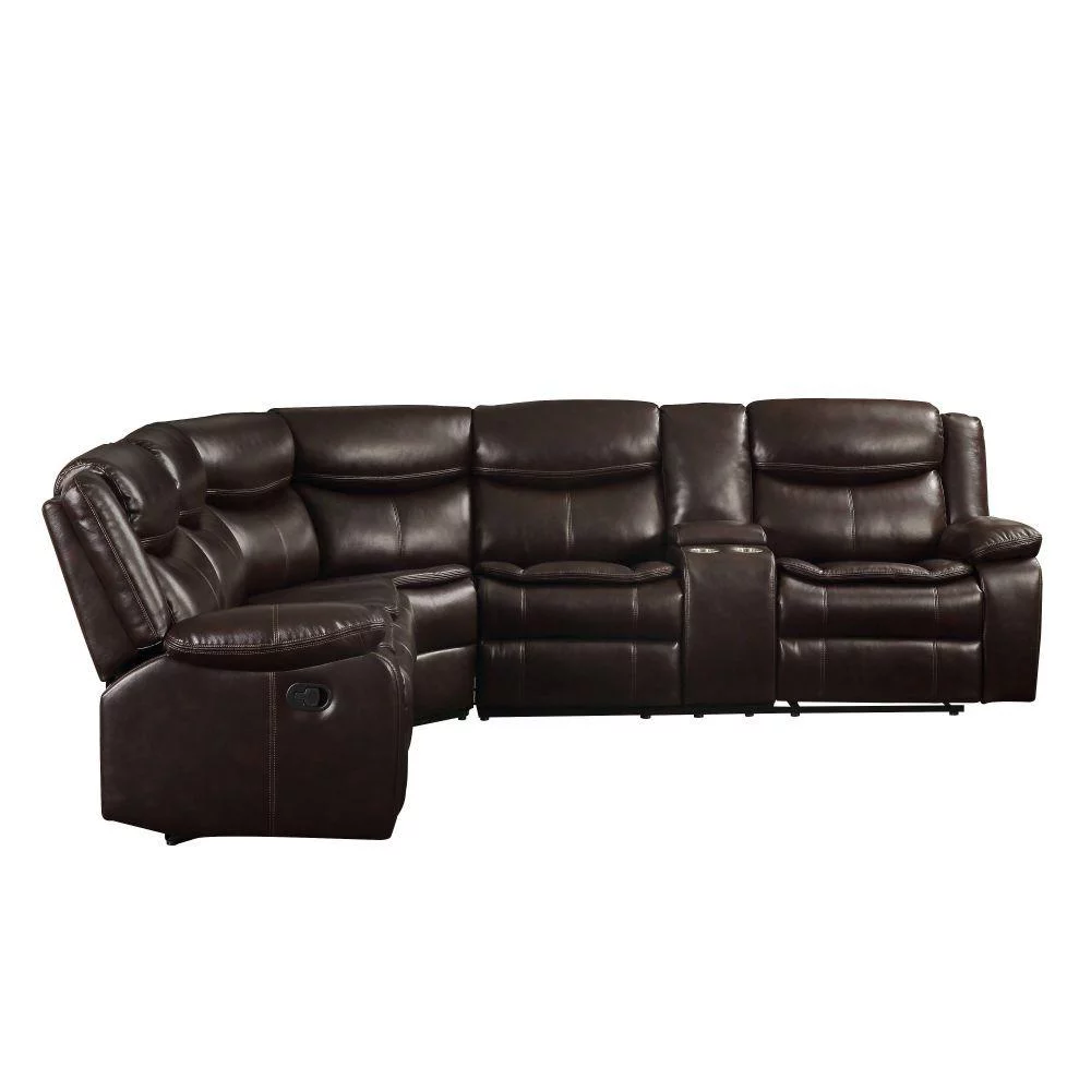 Espresso Leather-Aire Match L-shaped Sectional Sofa by Acme Tavin 52545