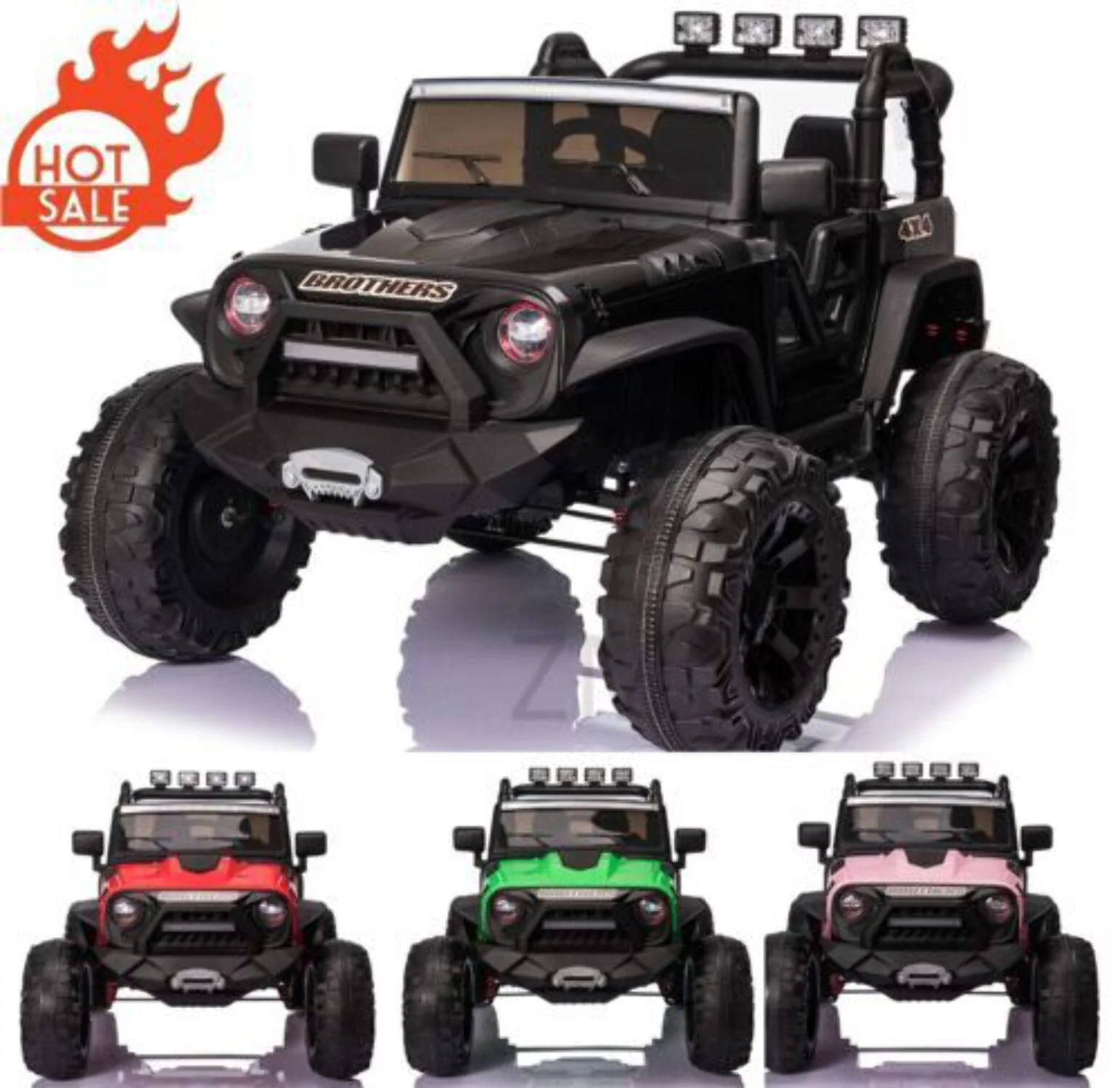2 Seater 24V Kids Ride On Truck with Remote Control, LED Lights, and 3 Speeds - 2x200W Power