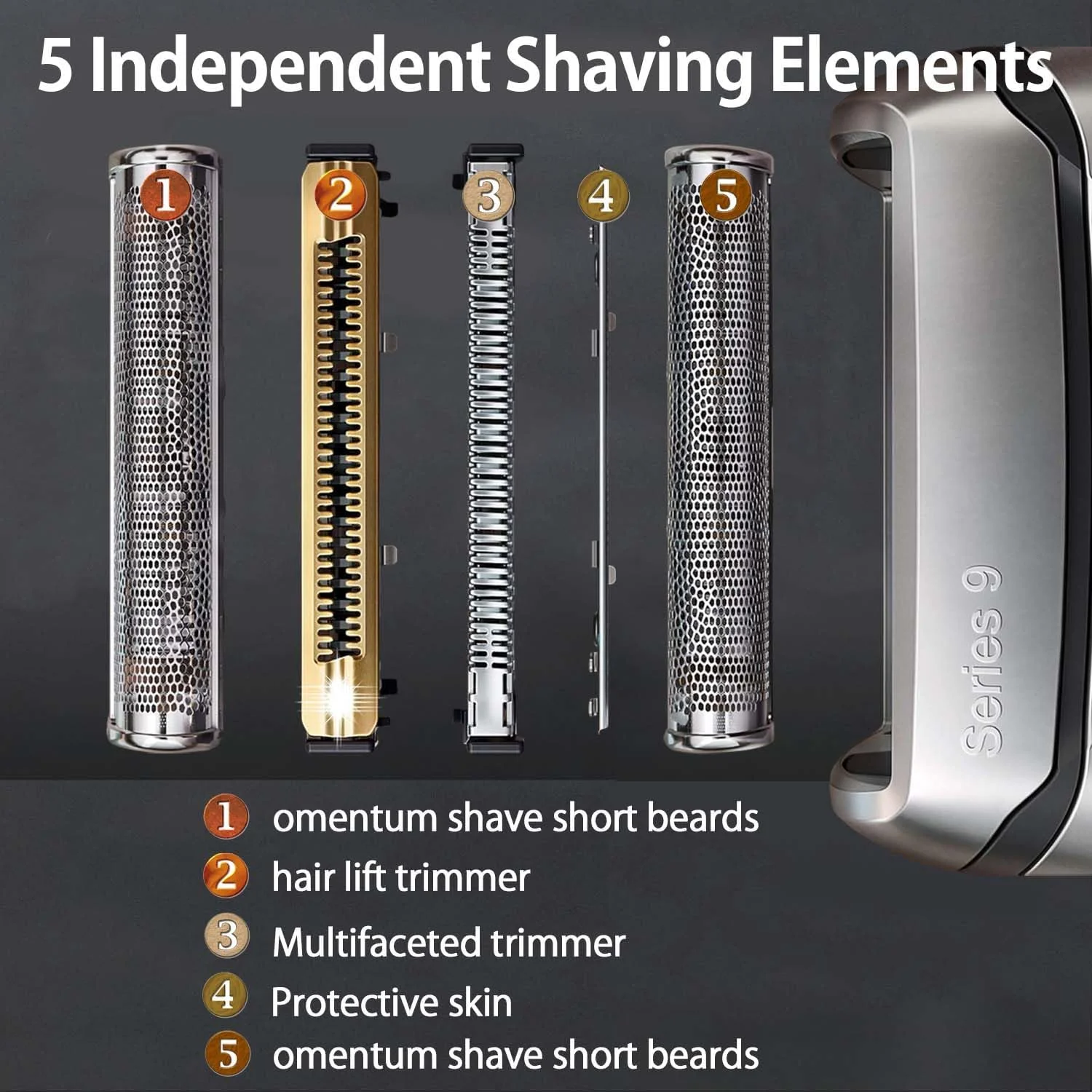 92S Series 9 Electric Shaver Replacement Head for Braun Electric Razors Foil & Cutter Replacement Cassette,Compatible with all Braun Series 9 Electric Razors9477cc,9330s,9465cc,9460cc,9419s,Silver