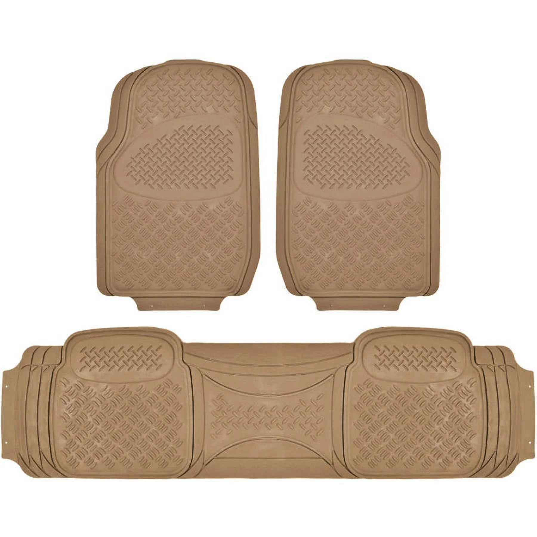 BDK Super Duty Rubber Floor Mats for Car SUV and Van 3 Rows with Cargo Mat, All Weather, Heavy Duty, 3 Colors
