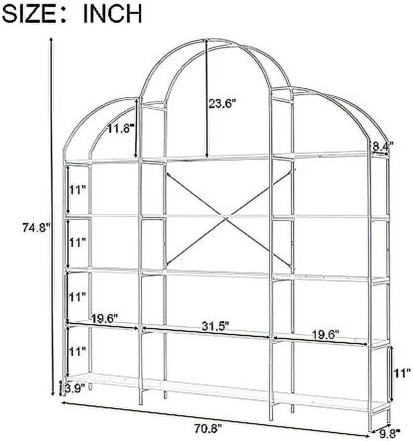 HBBOOMLIFE Modern Round Bookcase Bookshelf with  Drawers  70.8-Inch Tall Decorative Metal Frame Etagere 4-Tier Open Display  Book Shelves for Living Room Home Office (Gold & White)