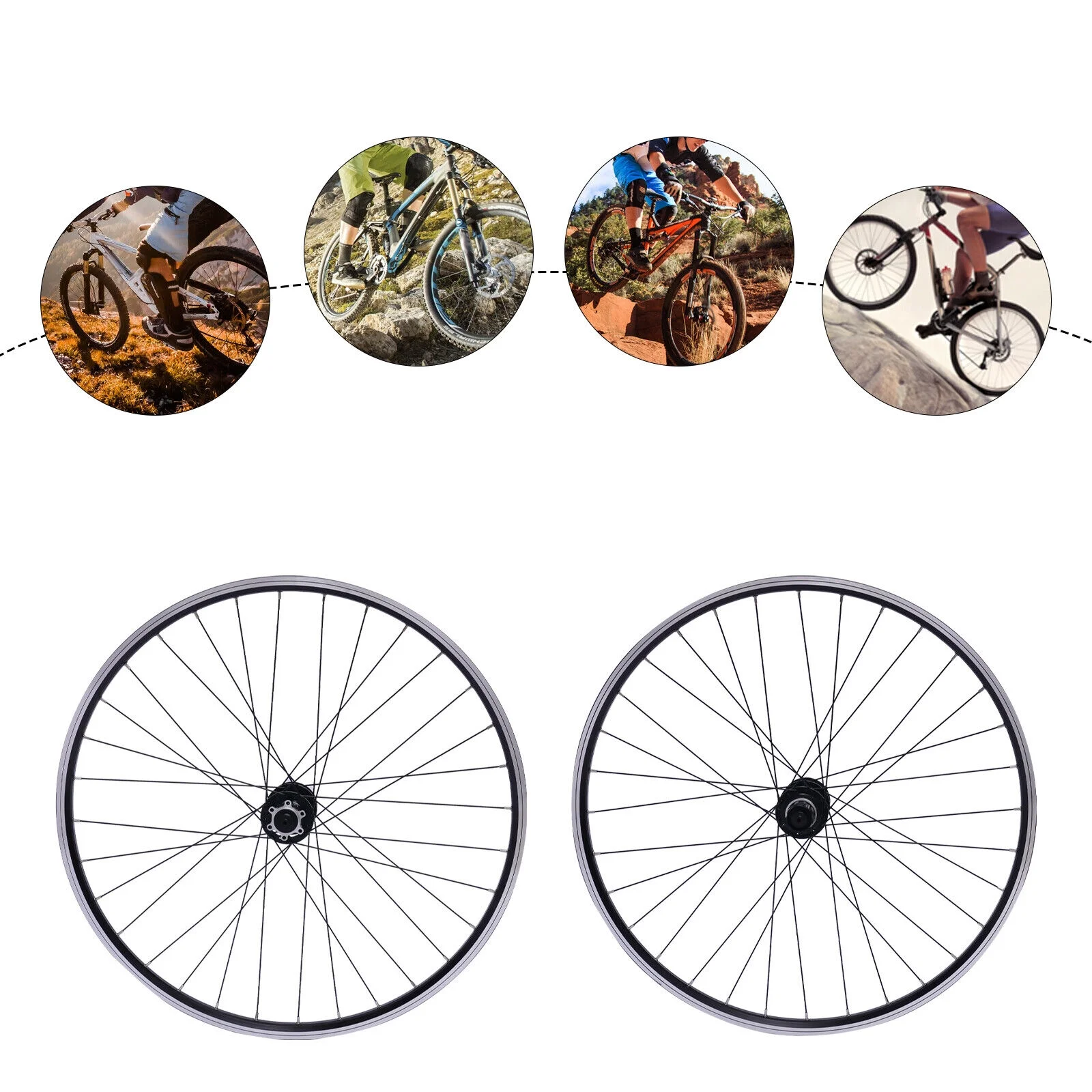 ZhdnBhnos 29 inch Quick Release Mountain Bike Wheel Set Aluminum Alloy Rim Disc Brake MTB Bicycle Front & Rear Wheelset Black