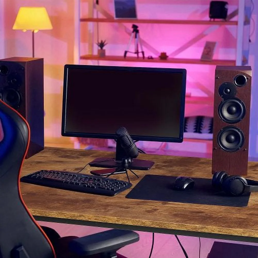 Computer Office 47 Inch Writing Small Space Study Table Modern Simple Style Worktable with Storage Bag Wooden Desk for Home, Bedroom, Brown