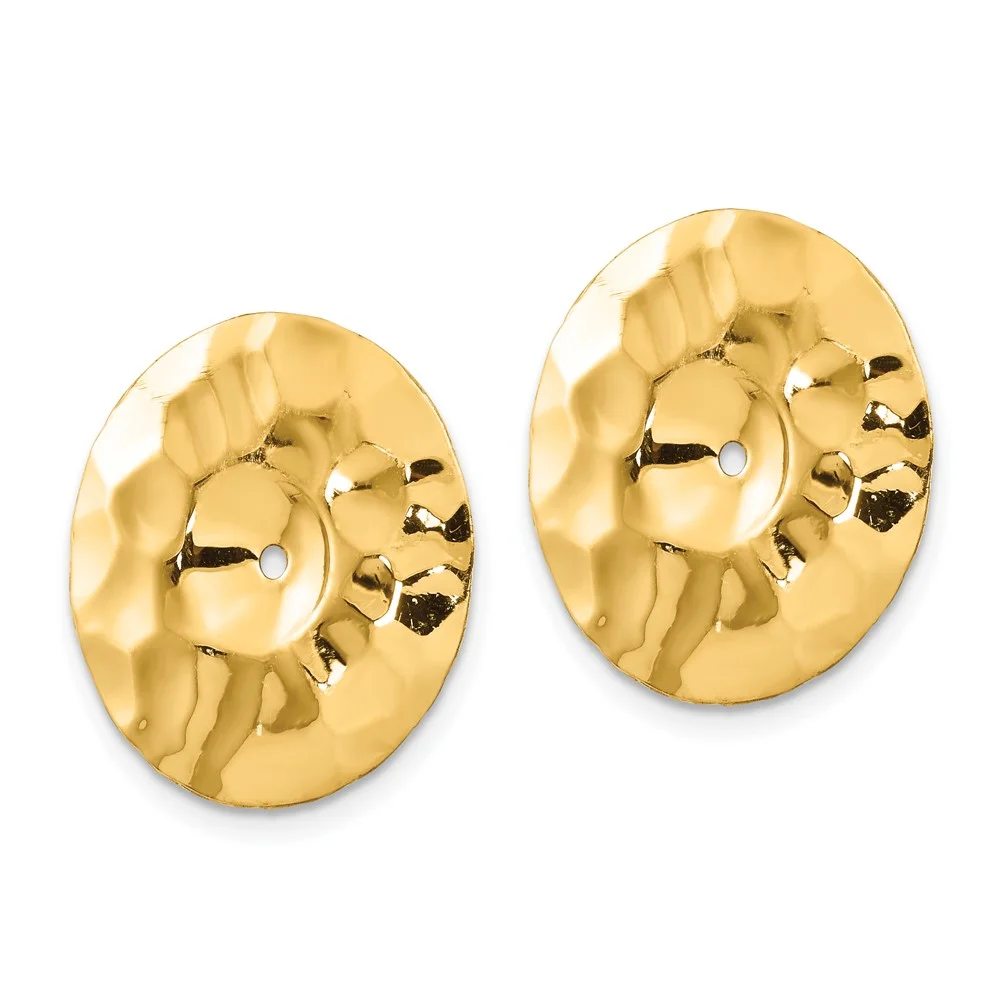 Primal Gold 14 Karat Yellow Gold Polished Hammered Disc Earring Jackets
