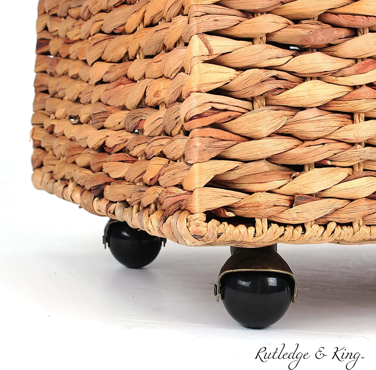 U-SHARE Seagrass Rolling File Cabinet - Home Filing Cabinet - Hanging File Organizer - Home and Office Wicker File Cabinet - Water Hyacinth Storage Basket for File Storage (Russet Brown)