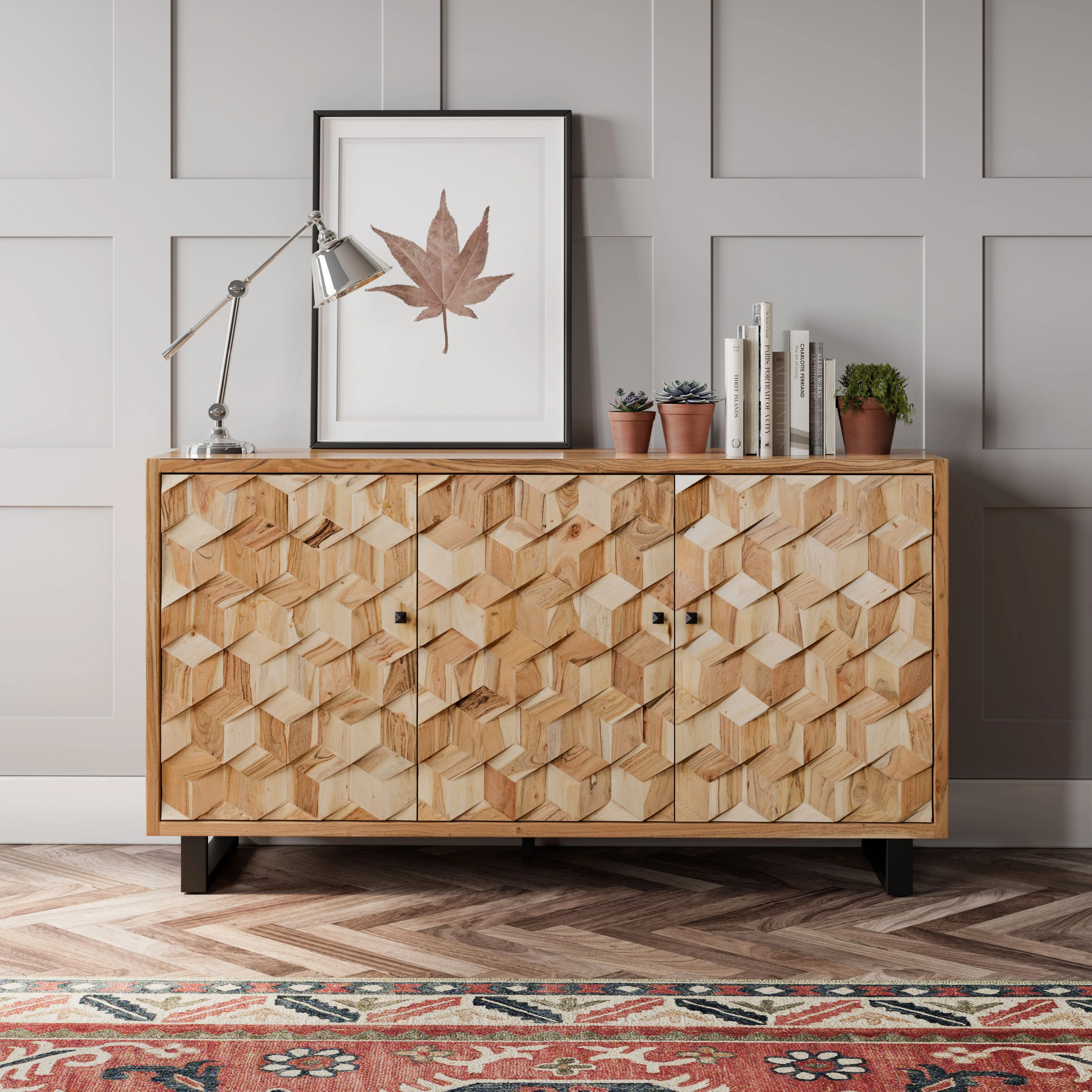 Jofran Geometrix Modern Abstract Cube Style Accent Cabinet
