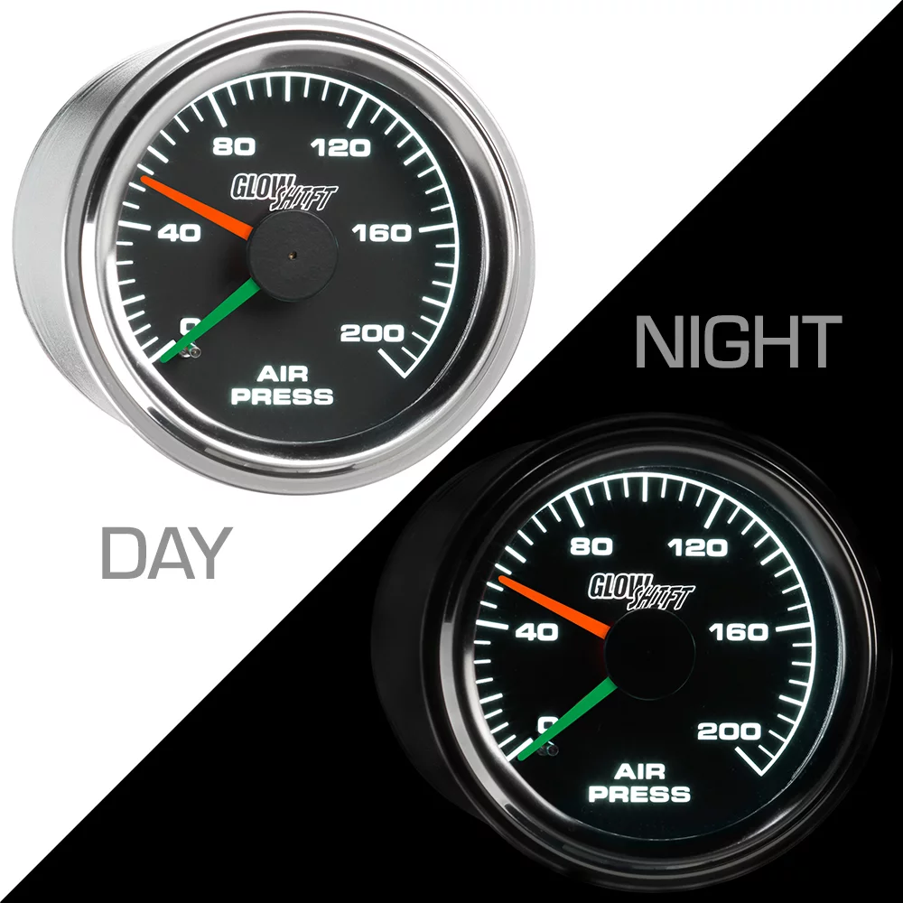 GlowShift Mechanical Series 200 PSI Dual Air Pressure Gauge