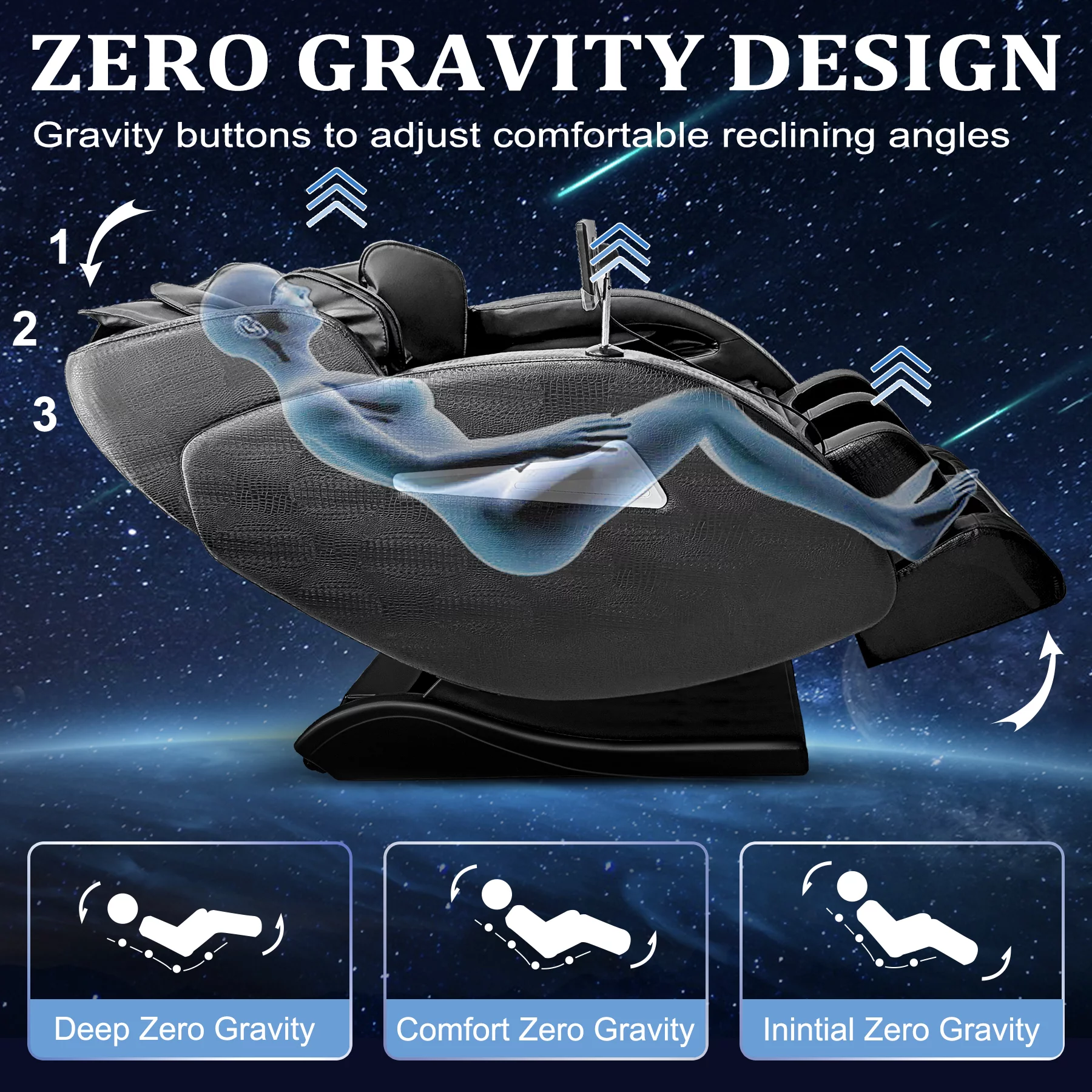 BILITOK Massage Chair, Bluetooth Massage Chair with Smart Screen Zero Gravity Massage and Wave Air Bag Massage Shoulders, Arms, Back, Waist, Buttocks, Legs and Feet(Black)