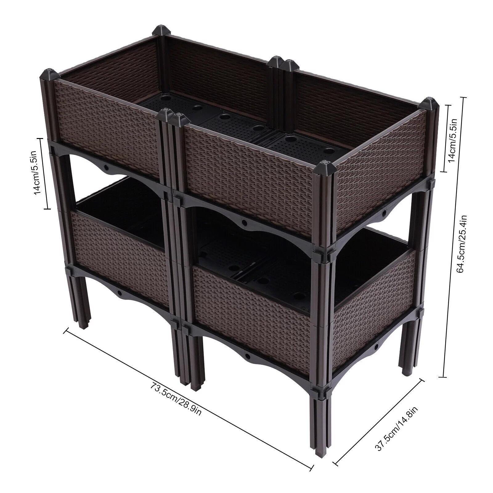 74X38X65cm Raised Garden Bed Elevated Flower Vegetable Herb Planting Growing Box