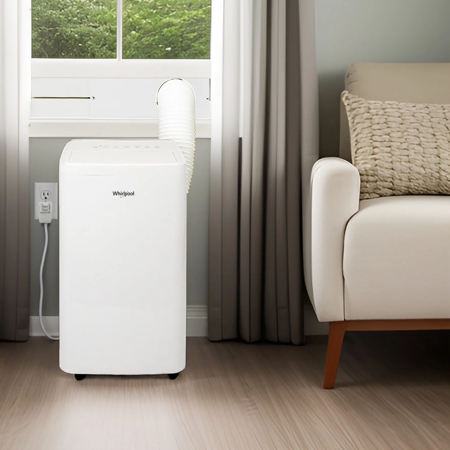 Whirlpool 10,000 BTU (14,000 BTU ASHRAE) Portable Air Conditioner with Remote, 700 Sq ft, WHNP141AW