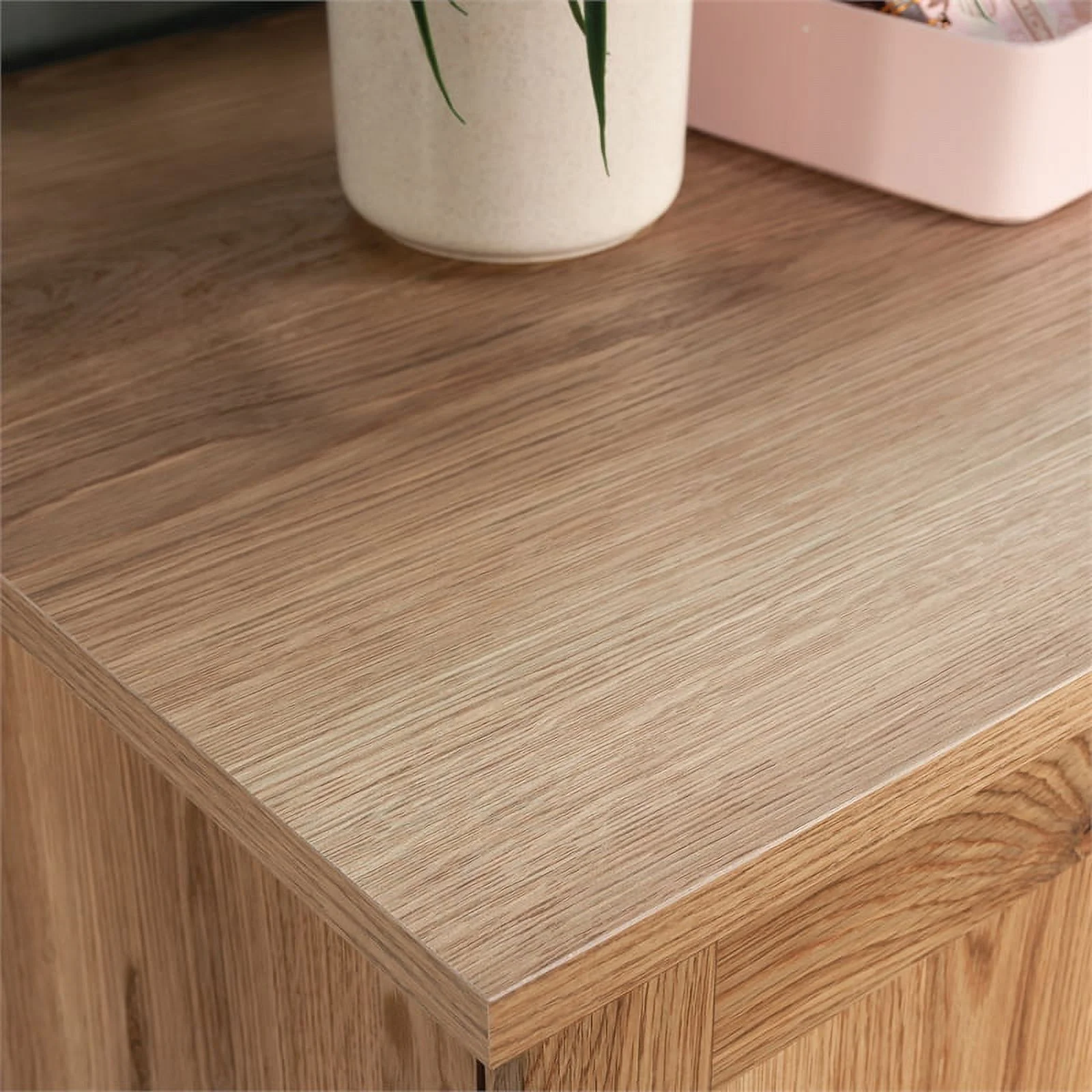 Pemberly Row Engineered Wood Multi-Purpose Armoire in Timber Oak Finish