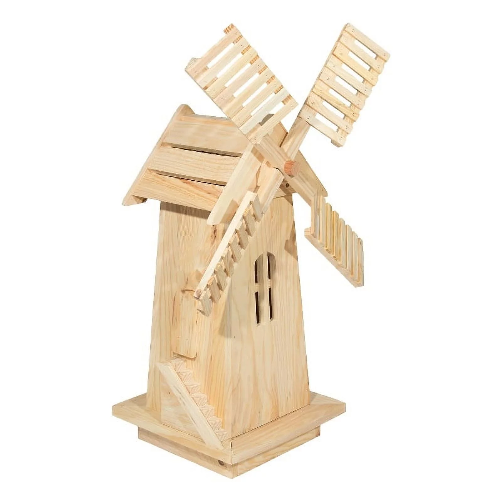 Shine Company Transitional Cedar Wood Decorative Wooden Windmill in Beige