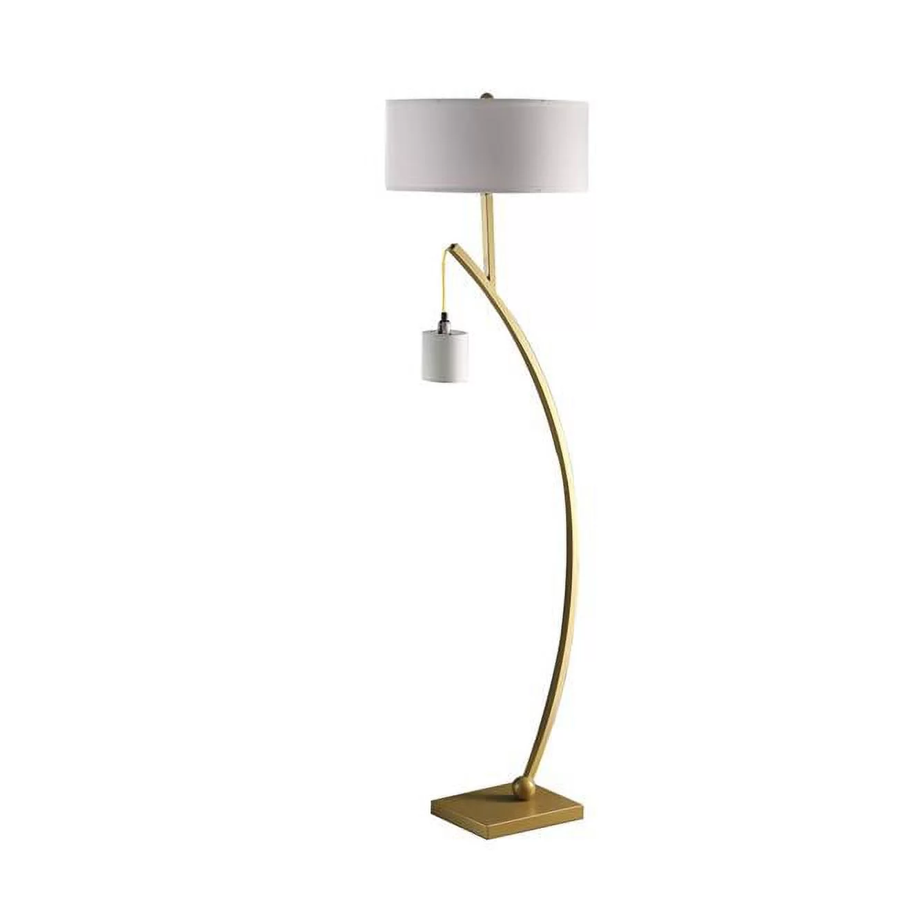 ORE International HBL2777 59 in. Contemporary Dual Arc with Hanging Pendulum Metal Floor Lamp, Gold