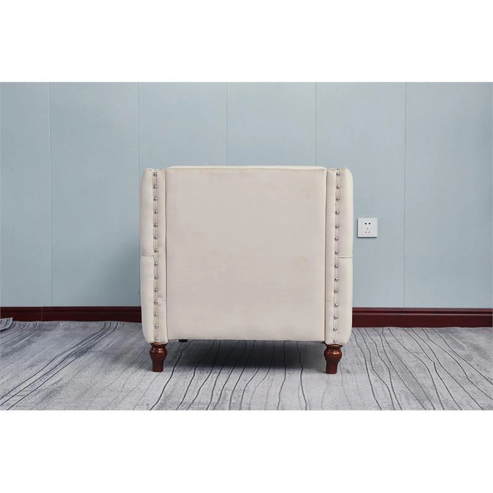 Home Square 3-Piece Set with Velvet Livingroom Sofa and 2 Chairs in Beige