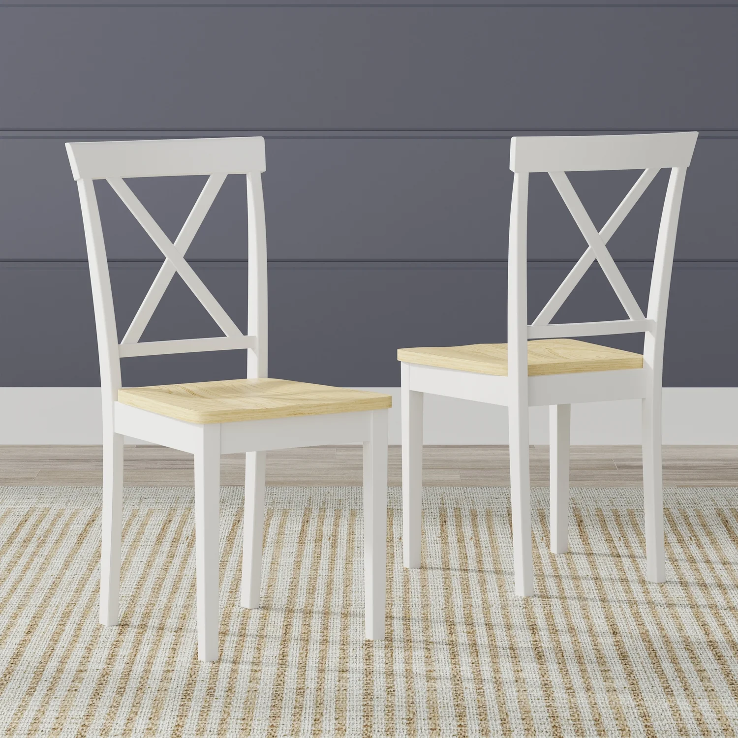 Glenwillow Home X-Back Wood Dining Chair - White/Nat (Set of 2)