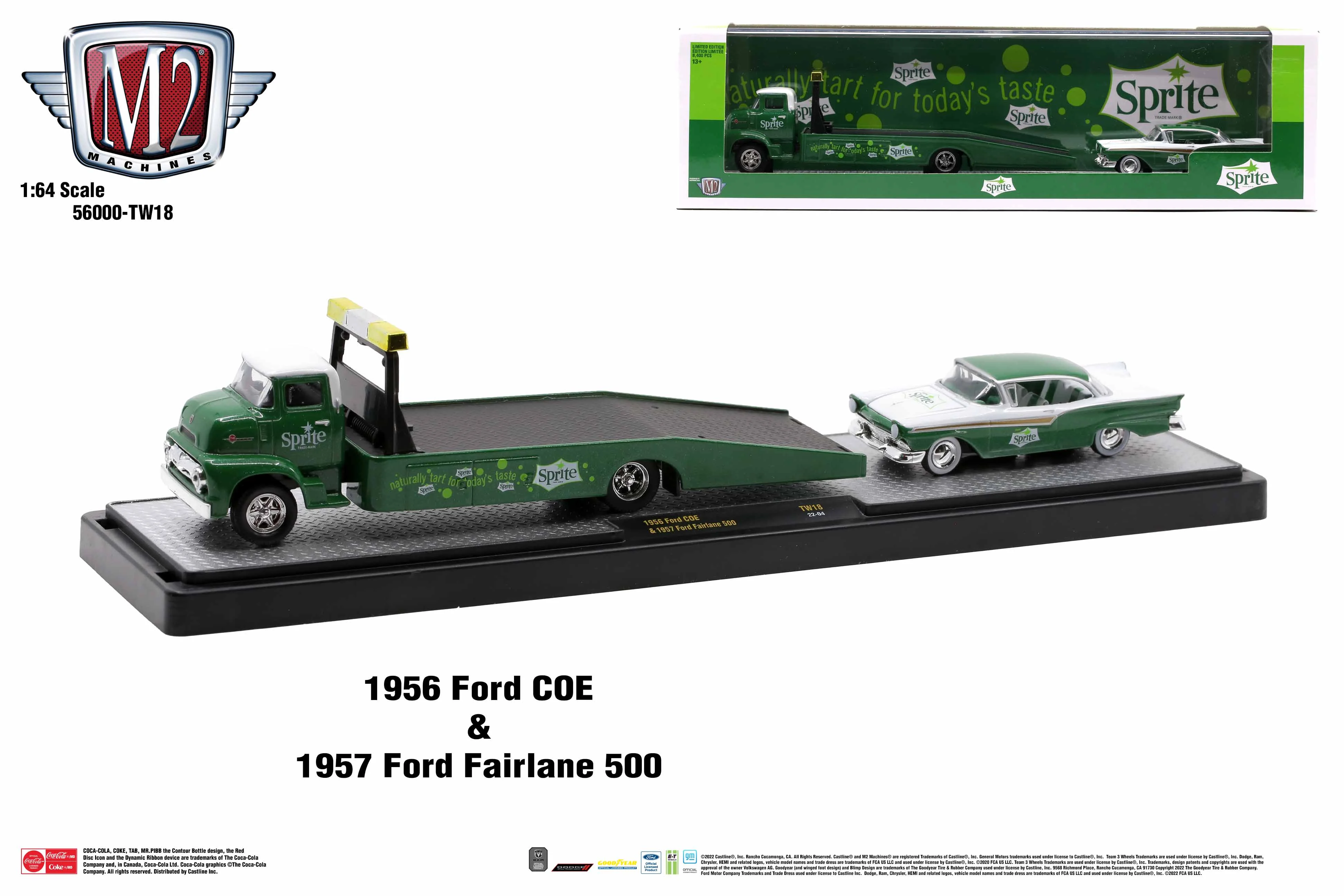 M2 Machines Auto Hauler Tw18 1956 Ford Coe & 1951 Ford Fairlane 500