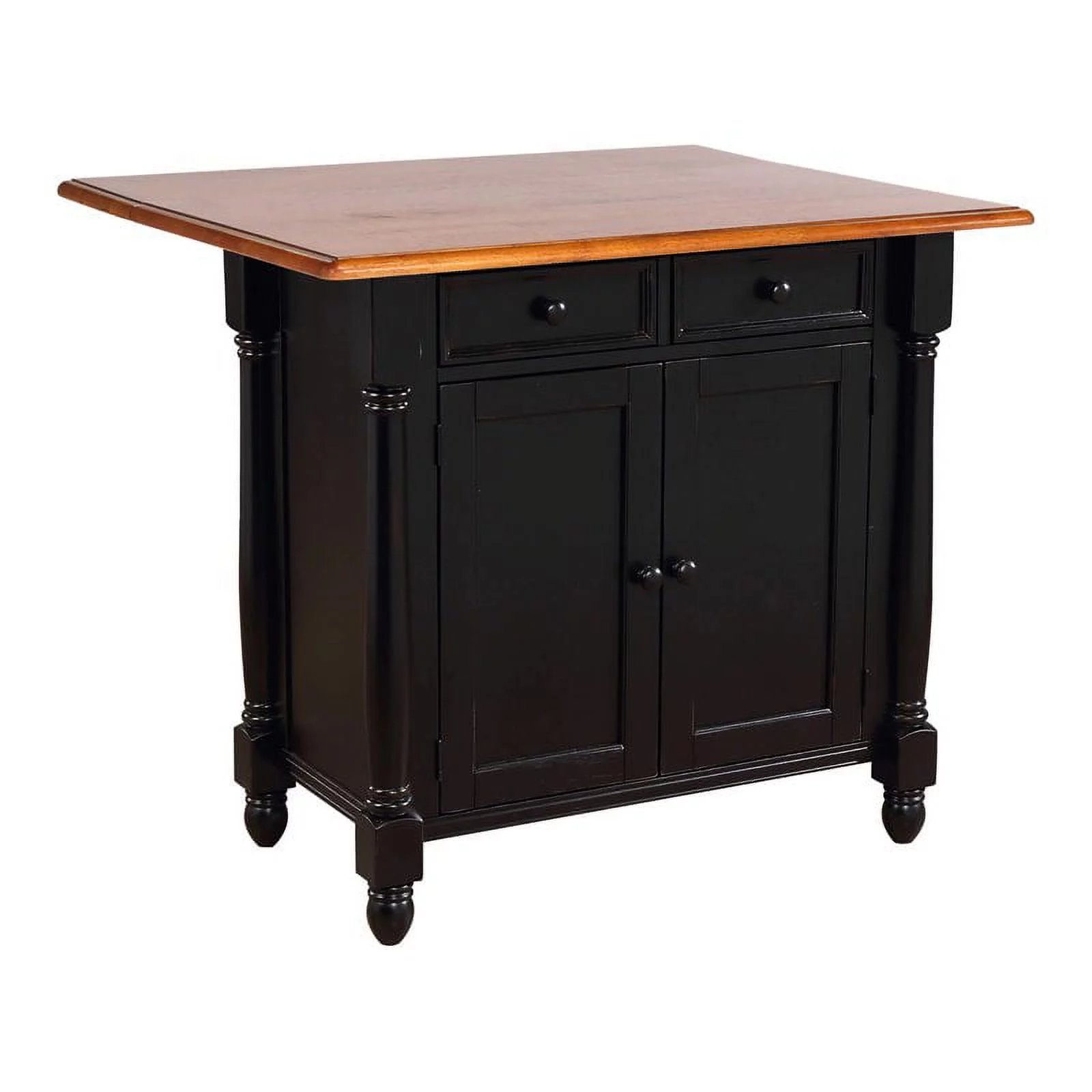 Sunset Trading Black Cherry Selections Expandable Wood Kitchen Island in Black