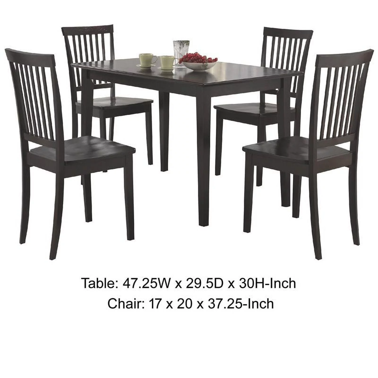 Sophisticated And Sturdy 5 Piece Wooden Dining Set, Brown