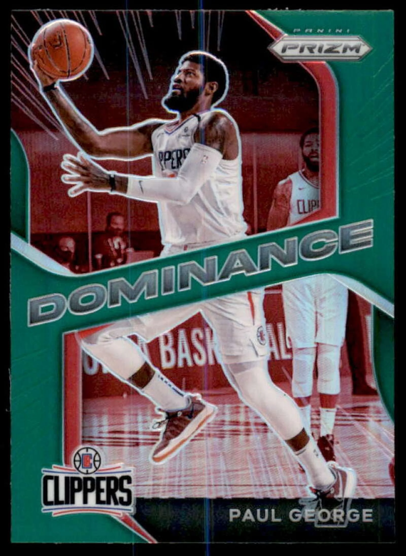Paul George Rookie Card 2020-21 Panini Prizm Dominance Prizms Green #21