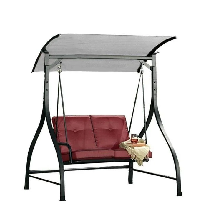 Garden Winds Custom Fit Replacement Canopy Top Cover Compatible with The 2 Seater Mission Ridge Swing - Upgraded Performance RipLock 350 Fabric - Slate Gray