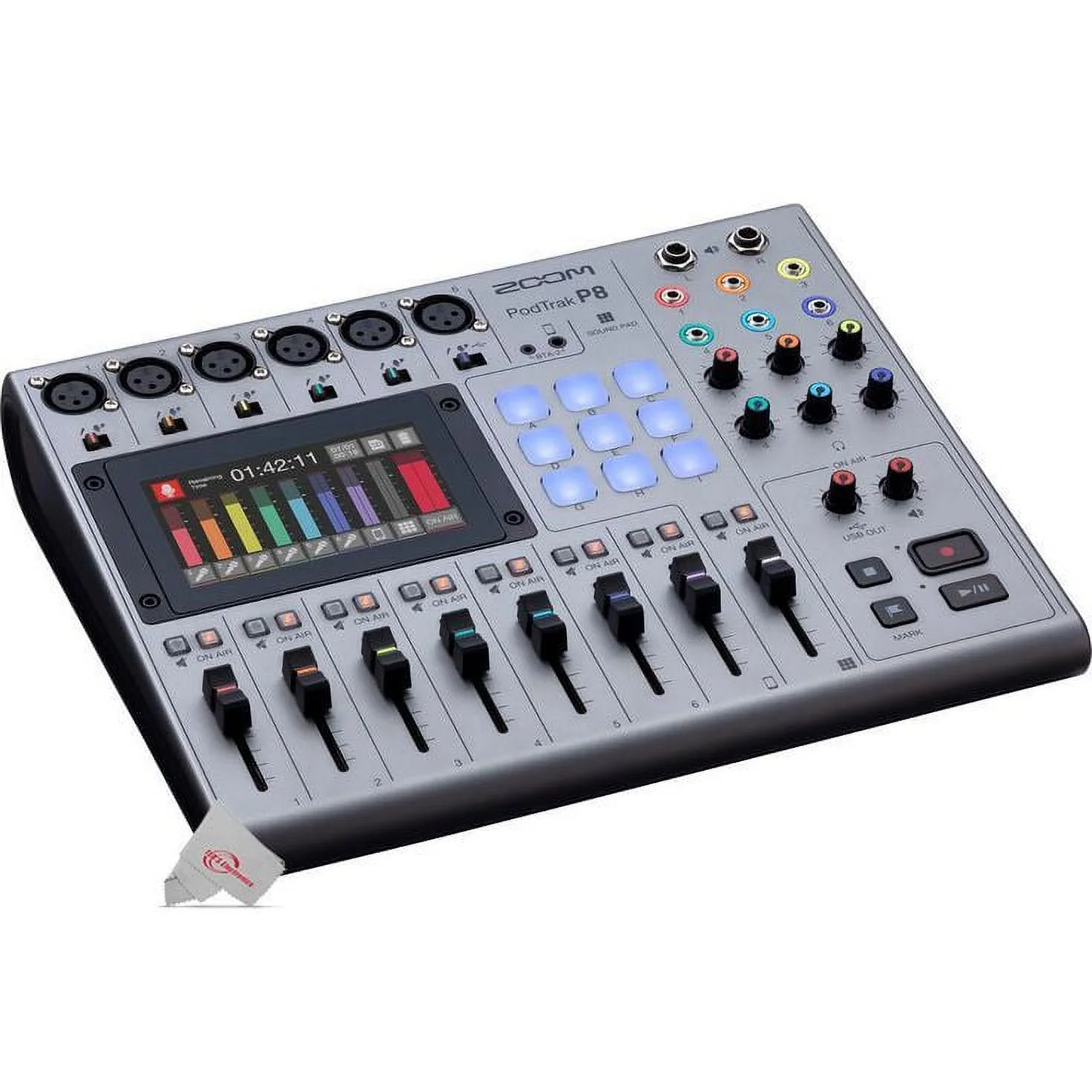 Zoom PodTrak P8 Portable Multitrack Podcast Recorder with Three Zoom ZDM-1 Mic Pack