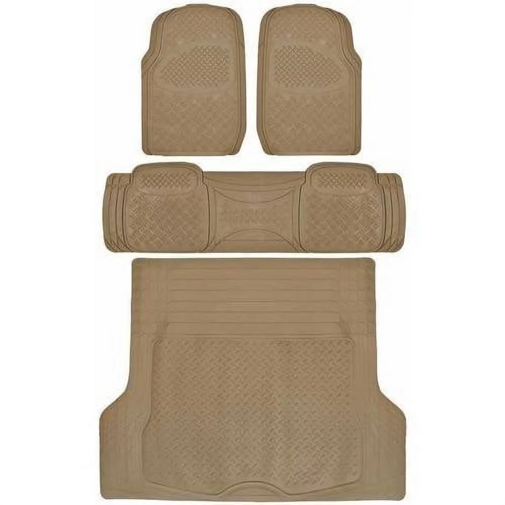 BDK Super Duty Rubber Floor Mats for Car SUV and Van with Cargo Mat, All Weather, Heavy Duty, 3 Colors