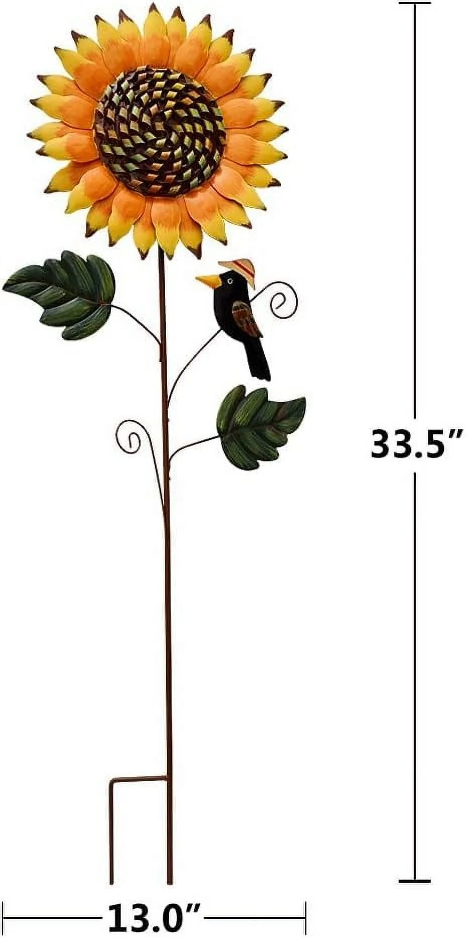 Metal Sunflower Garden Stake Decor Outdoor Sunflower Yard Stakes Sunflowers Yard Art Large Garden Sunflower Decor Flower Yard Lawn Ornaments Patio Decor Planter Stake (33.5 Inches High)