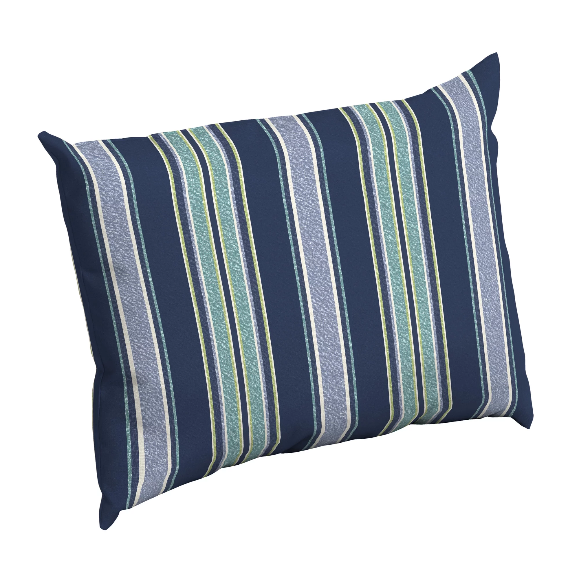 Arden Selections Outdoor Cushion Pillow Back, 23 x 17, Water Repellent, Fade Resistant 23 x 17, Sapphire Aurora Blue Stripe