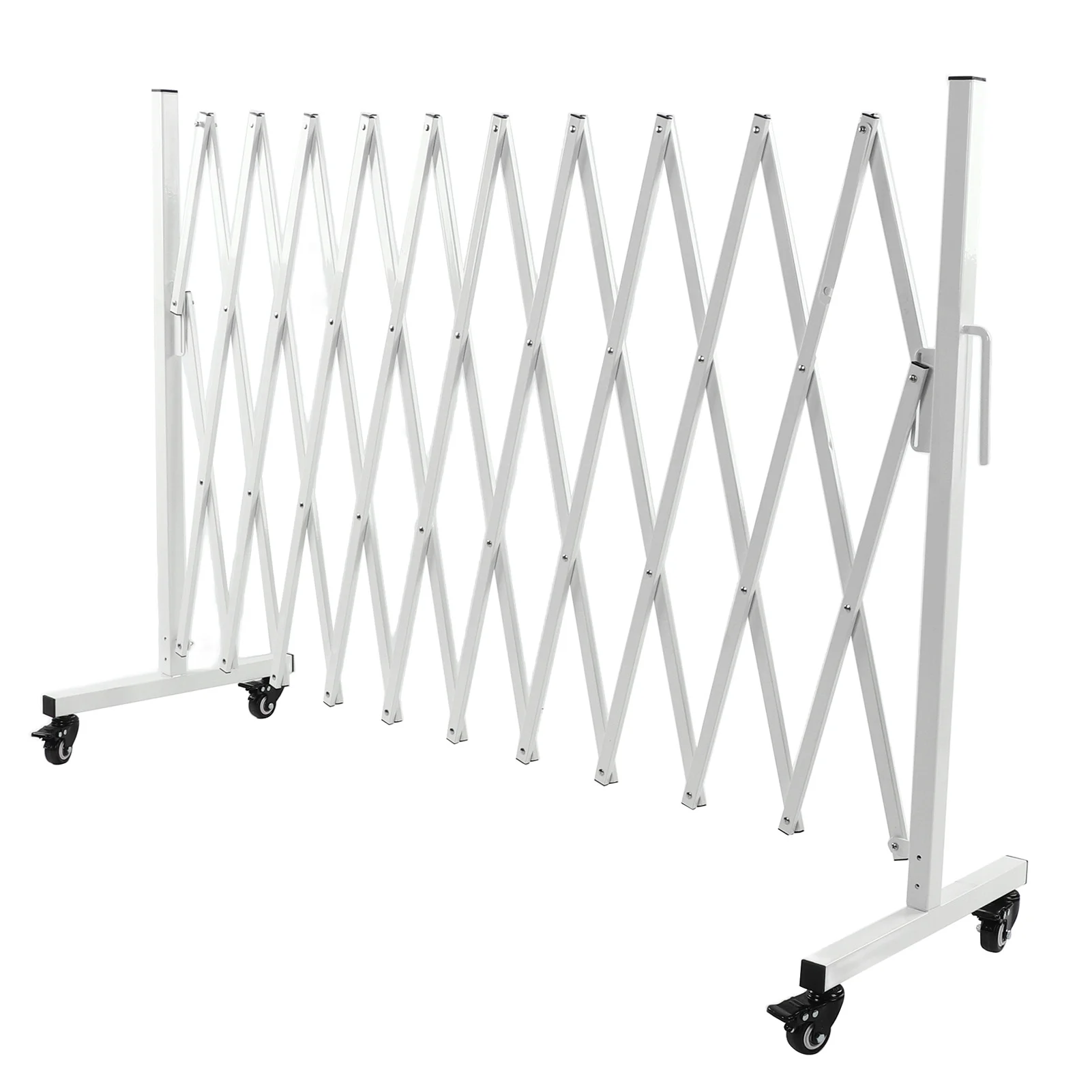 Goldmeet Metal Expandable Barricade Gate Folding Mobile Safety Barrier Driveway Security Flexible Retractable Fence 130in
