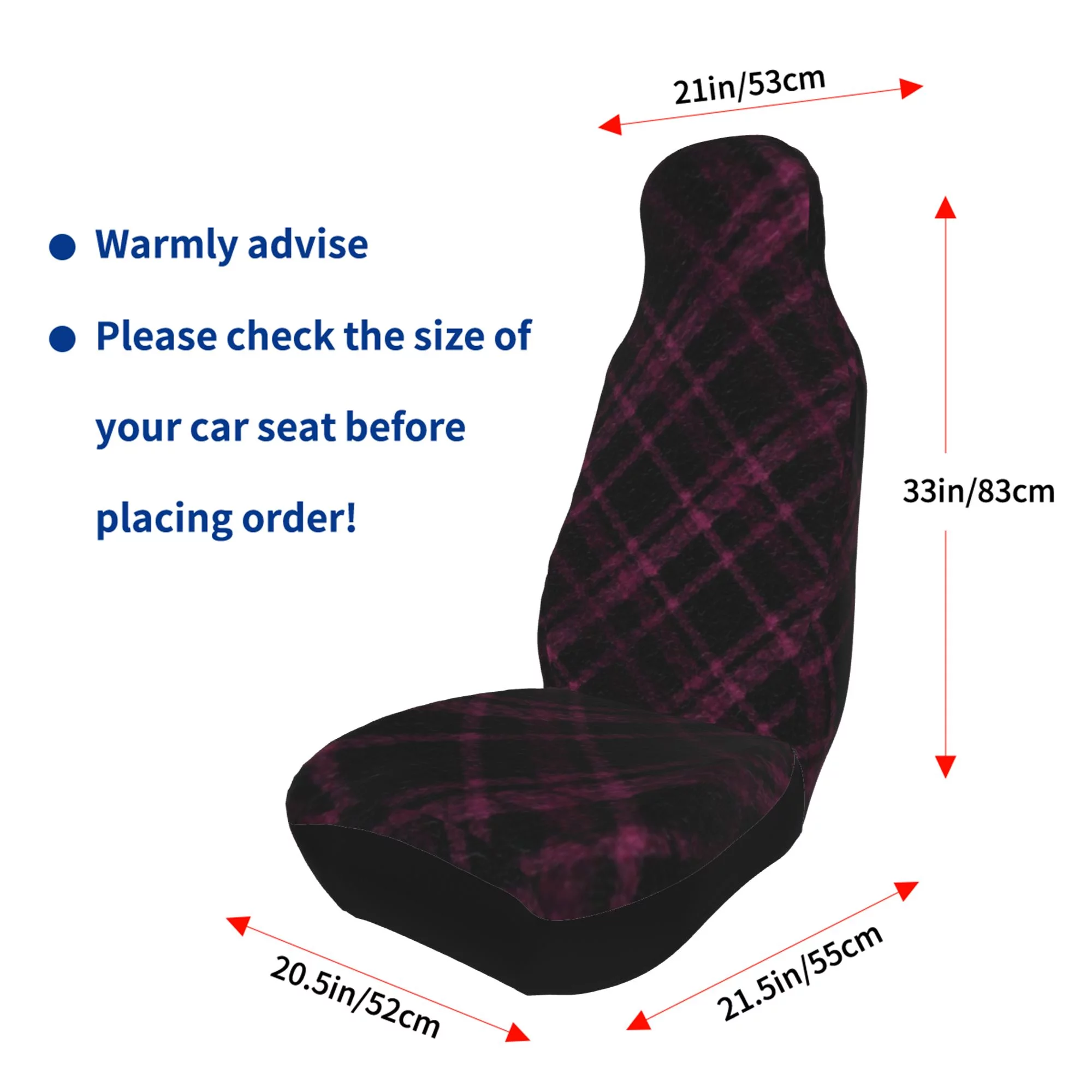 Easy to Install Car Universal Seat Cover, Classic Plaid Four Seasons Universal Front Seat Cover, 2-Piece