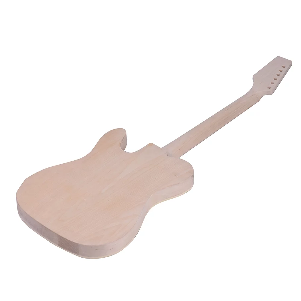 Unfinished Electric Guitar DIY Kit Basswood Body Burl Surface Maple Wood Neck & Fingerboard
